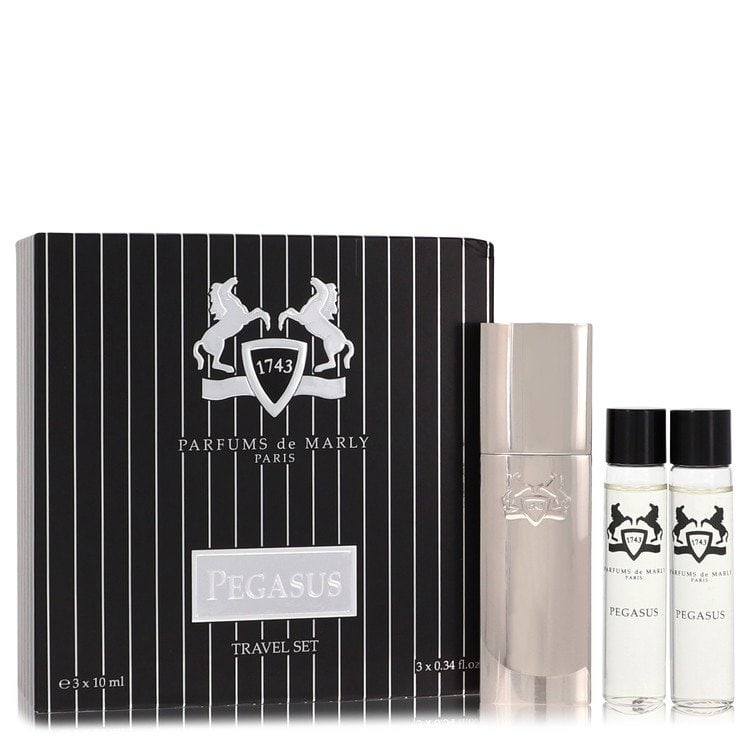 Pegasus by Parfums de Marly Three Eau De Parfum Refills 3 x .34 oz: Pegasus by Parfums de Marly Three Eau De Parfum Refills 3 x .34 oz Pegasus by Parfums de Marly Three Eau De Parfum Refills are designed to provide long-lasting fragrance, perfect for carrying through