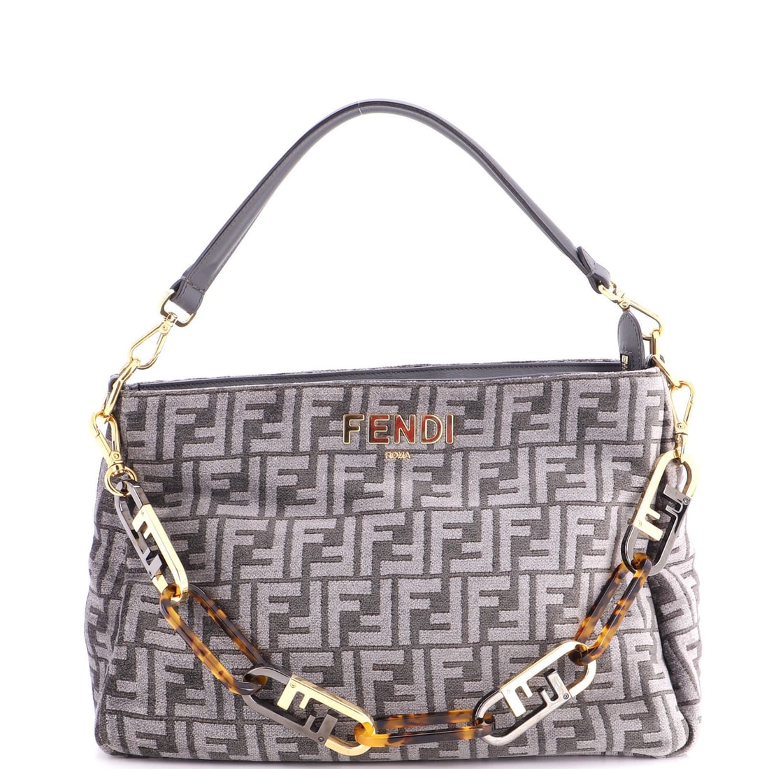 Zip Fendi O Lock Chenille Shoulder Bag (1 of 5)