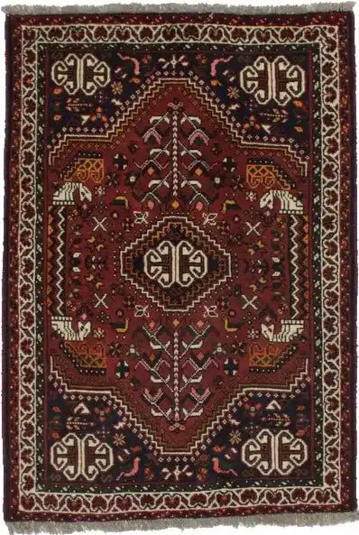 3'5X5 Handmade Wool Area Rug Tribal Design Small Oriental Home Decor Carpet Hand-Knotted: 3'5X5 Handmade Wool Area Rug Tribal Design Small Oriental Home Decor Carpet Hand-Knotted Brick Red Ivory Green Marigold Pink Burgundy wool hand-knotted area rug in tribal design, measuring 102 x 147 c
