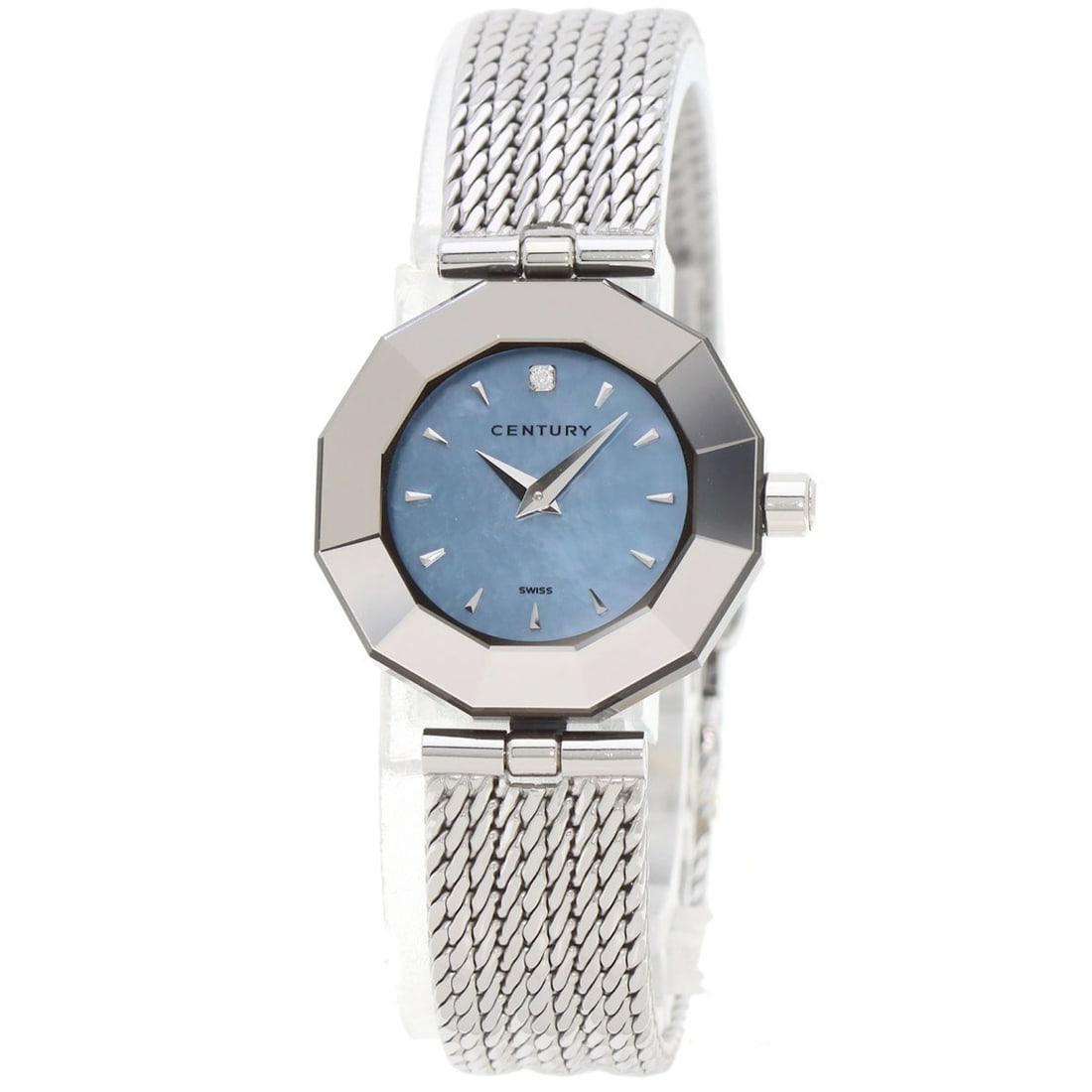 Century Time Gem 1P Diamond Watches Stainless Steel/ Stainless Steel: Century Time Gem 1P Diamond Watches Stainless Steel/ Stainless Steel Stainless steel case with a silver bezel and blue dial, featuring an analog display and quartz movement. Water-resistant for everyd