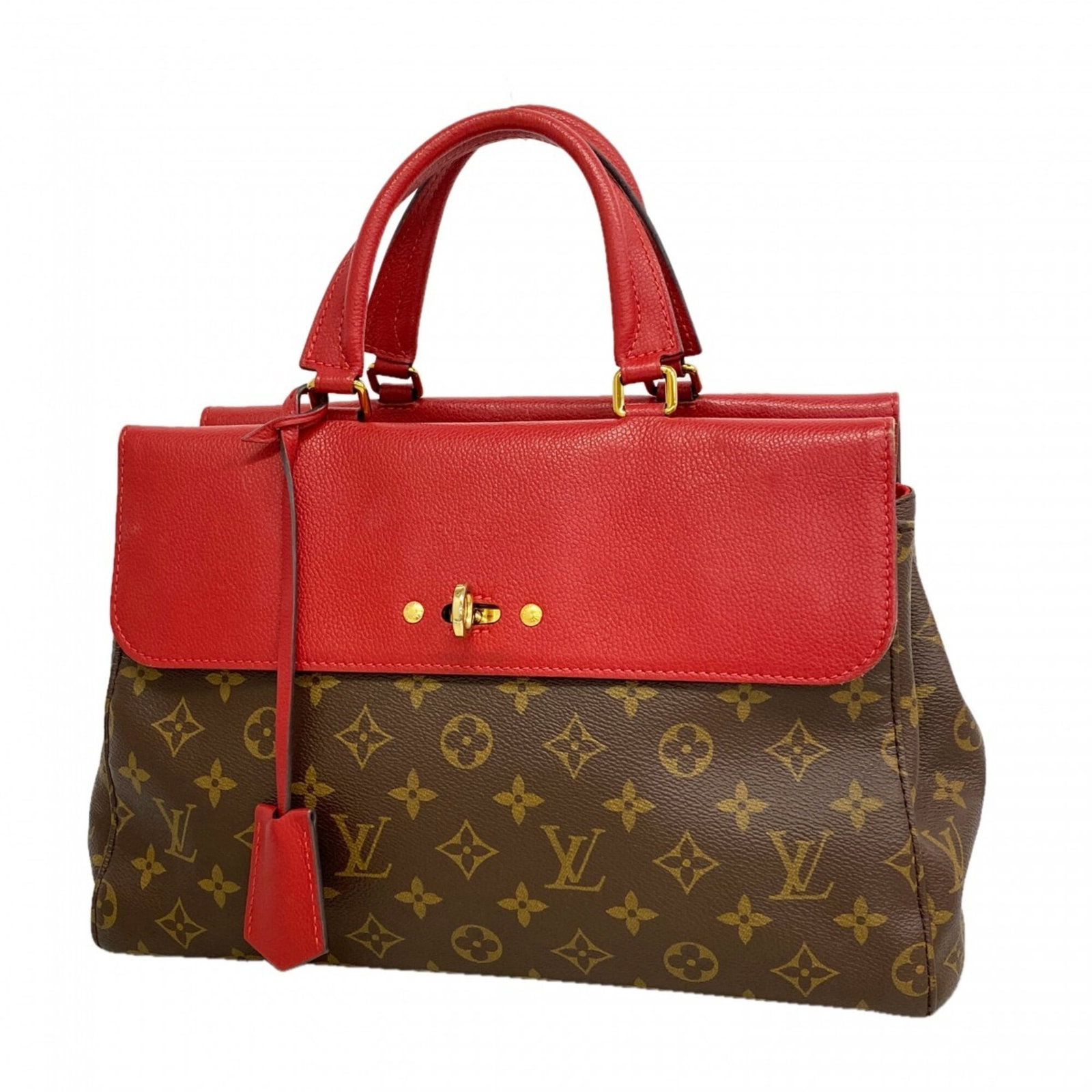 Louis Vuitton Handbag: Louis Vuitton Handbag Brown, Cerise Louis Vuitton Handbag. This stylish handbag measures 22cm x 33cm x 12cm and features a classic design with a signature from the artist. The bag's brown and cerise c