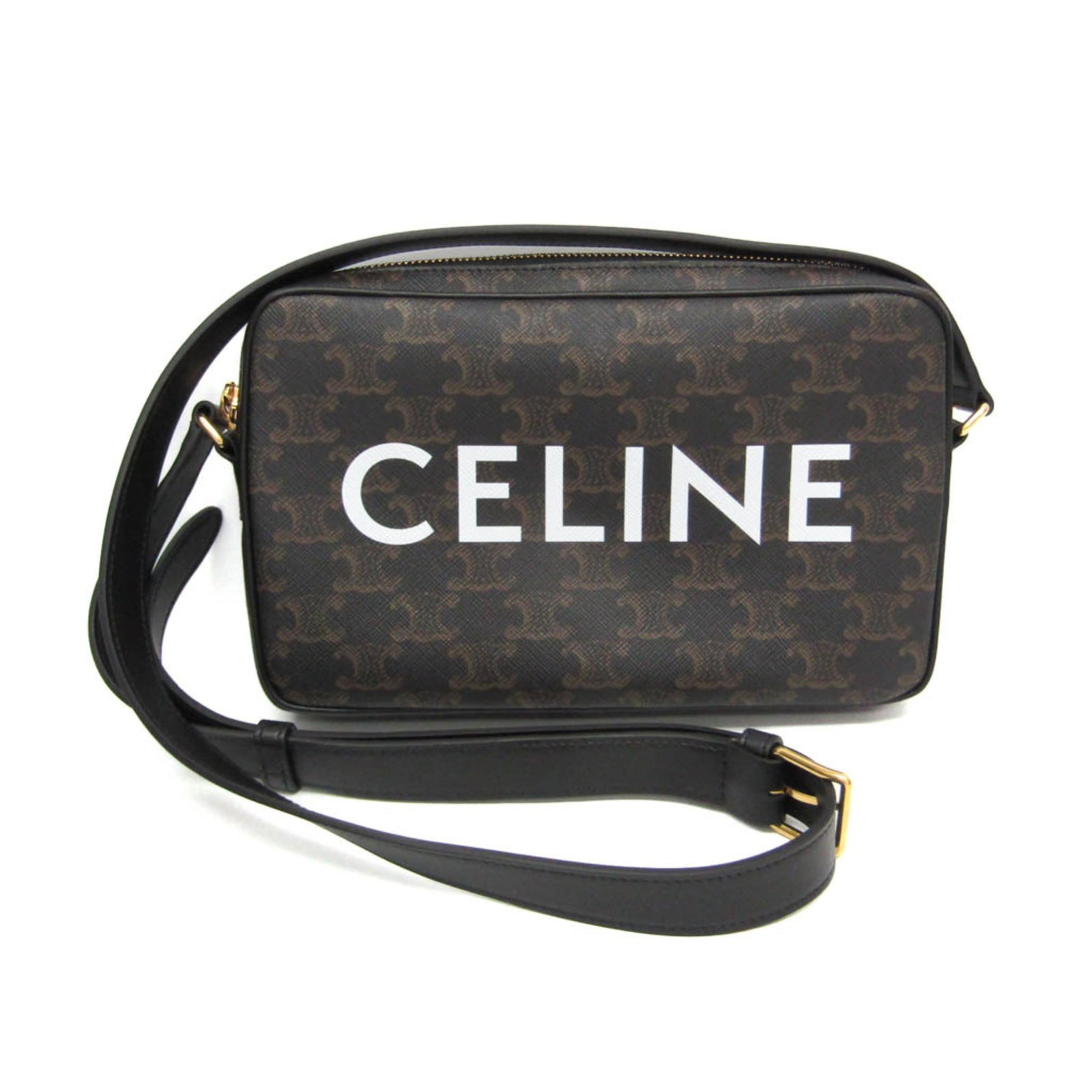 Canvas Leather Bag Messenger Celine Coated Shoulder Bag: Canvas Leather Bag Messenger Celine Coated Shoulder Bag Coated canvas and leather blend in this stylish Celine Triomphe Medium bag, featuring a spacious open pocket and adjustable shoulder strap. The 