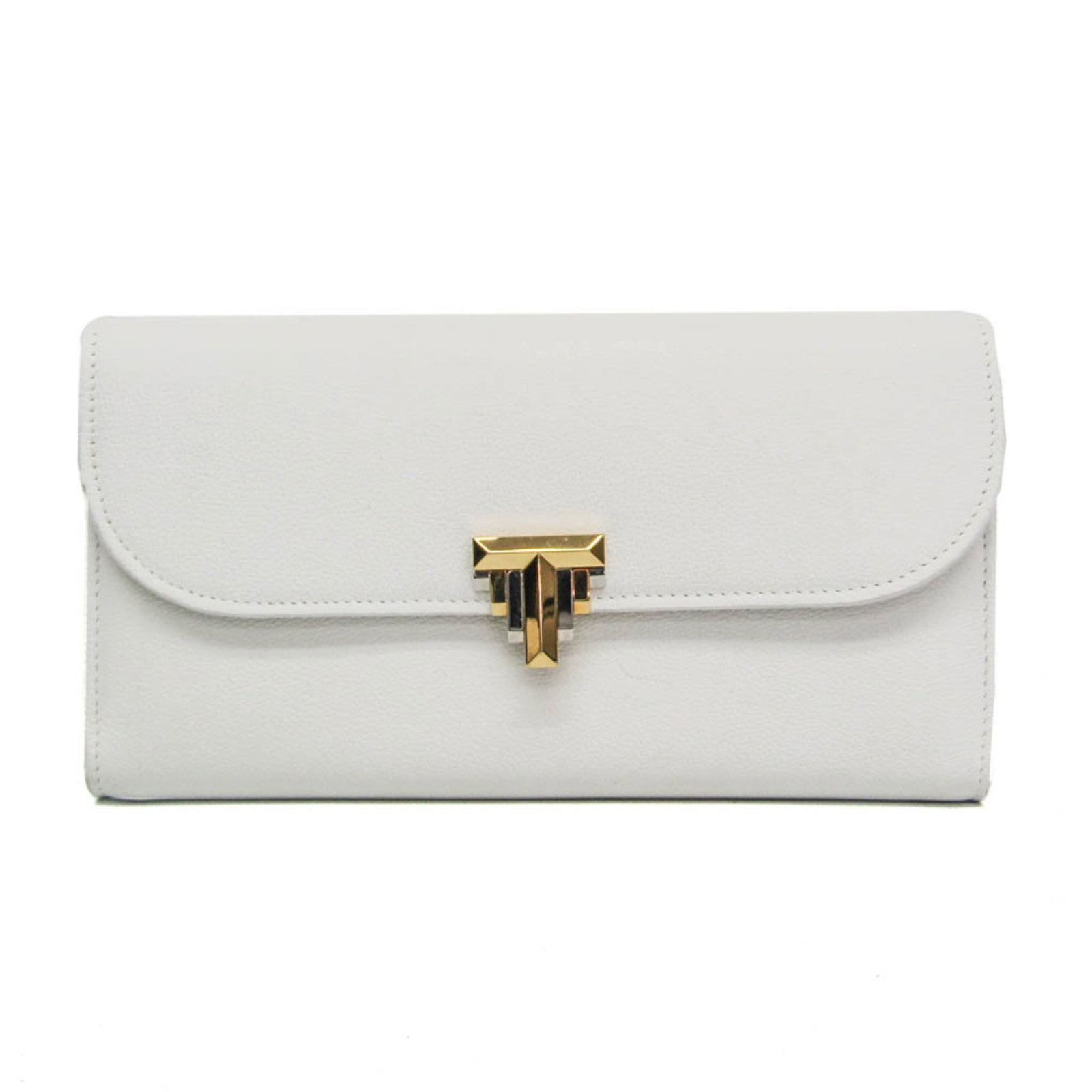 Wallet Leather Bi Fold Tiffany Long: Wallet Leather Bi Fold Tiffany Long Made from high-quality white leather, this bi-fold wallet features a sleek design with a snap fastener closure and multiple pockets for organization. The long style