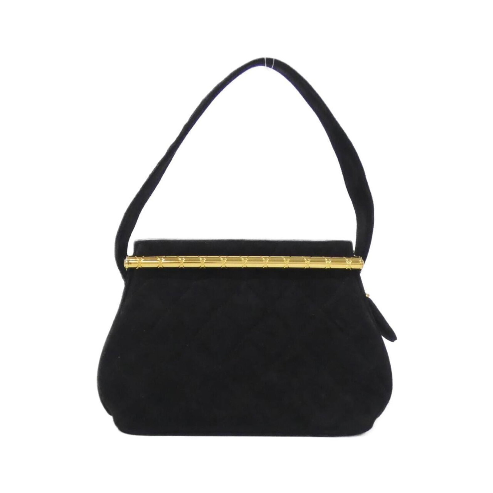 Suede handbag Chanel: Suede handbag Chanel Suede handbag in black, measuring 14cm x 18.5cm x 8cm, comes with dust bag accessory. This Chanel handbag features suede material and a classic design. A stylish addition to any