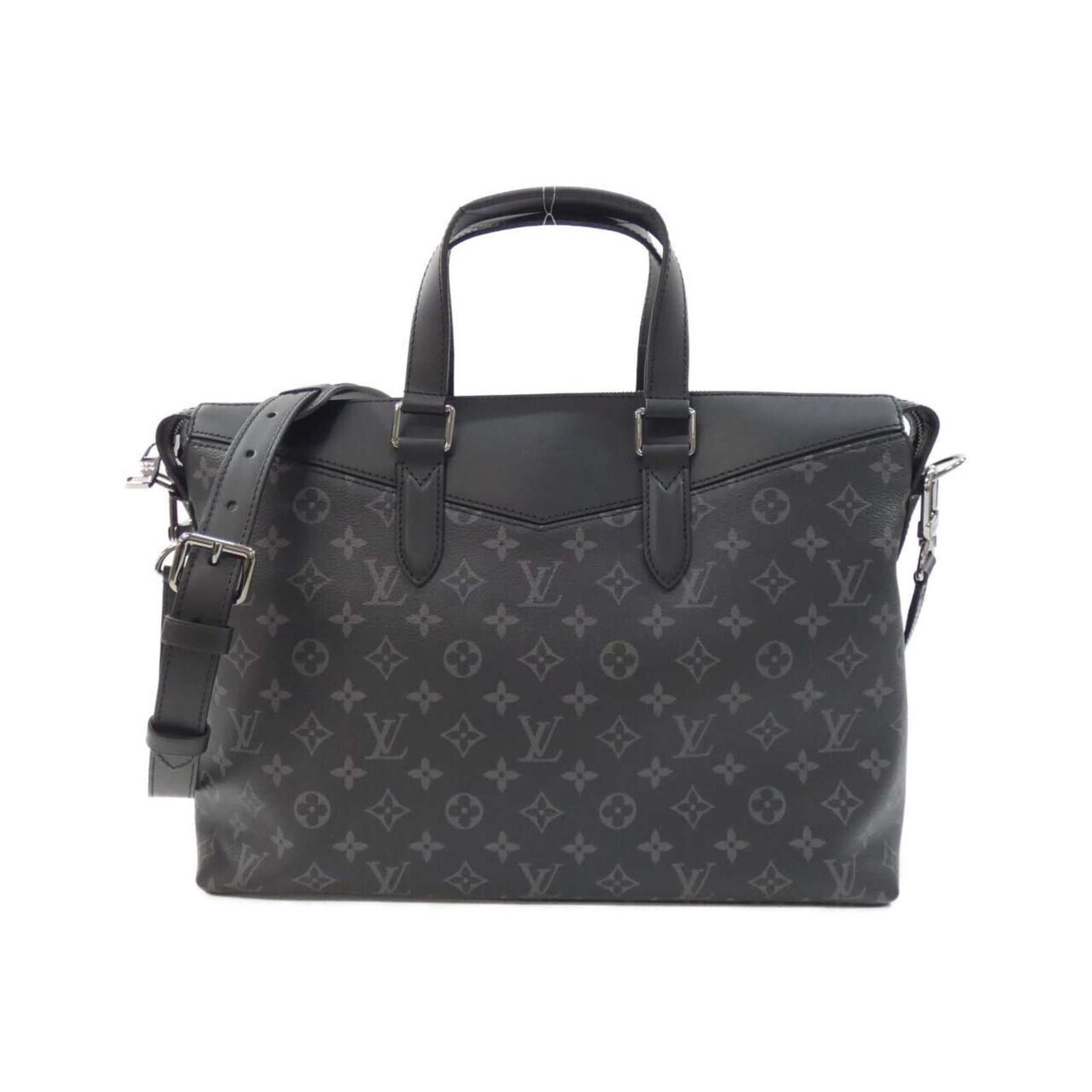 Louis Vuitton Monogram Handbag Briefcase Eclipse: Louis Vuitton Monogram Handbag Briefcase Eclipse The Louis Vuitton Monogram Eclipse Briefcase Eclipse boasts sleek, monogrammed design in black. Its silver hardware adds a touch of sophistication, whi