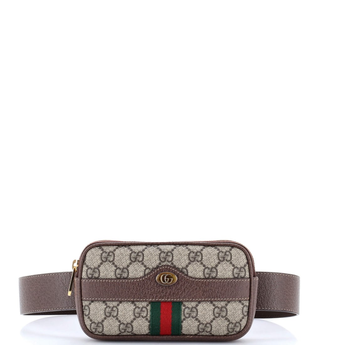 Small GG Coated Canvas Gucci Ophidia Belt Bag: Small GG Coated Canvas Gucci Ophidia Belt Bag Small GG Coated Canvas Gucci Ophidia Belt Bag in Brown, featuring a canvas exterior with gold hardware and neutral microfiber interior. Measures 5.5"