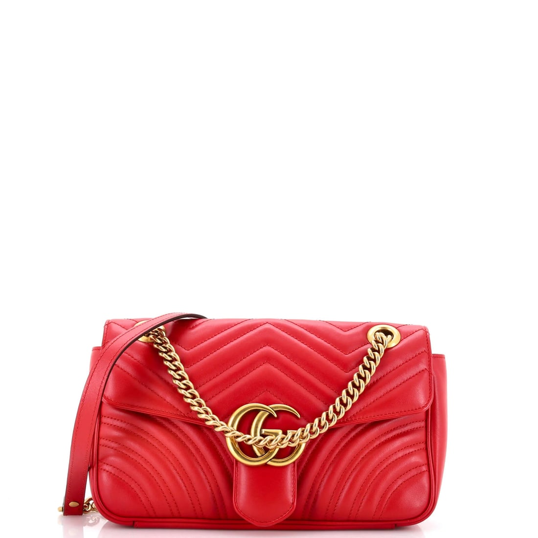 Gucci GG Flap Marmont Bag Leather Matelasse Medium: Gucci GG Flap Marmont Bag Leather Matelasse Medium The Gucci GG Flap Marmont Bag Leather Matelasse Medium boasts a striking red exterior with the iconic GG Marmont design, crafted from high-quality le