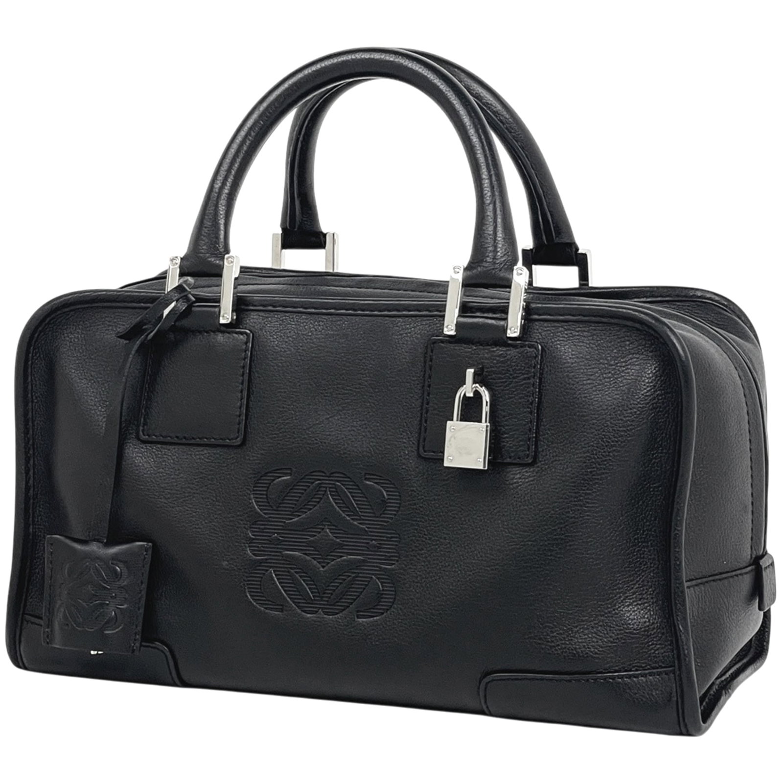 Handbag Leather from Loewe: Handbag Leather from Loewe Black Loewe handbag made from high-quality leather, measuring 16cm x 29cm x 12cm. This sleek and stylish bag features a classic design that exudes sophistication and eleganc
