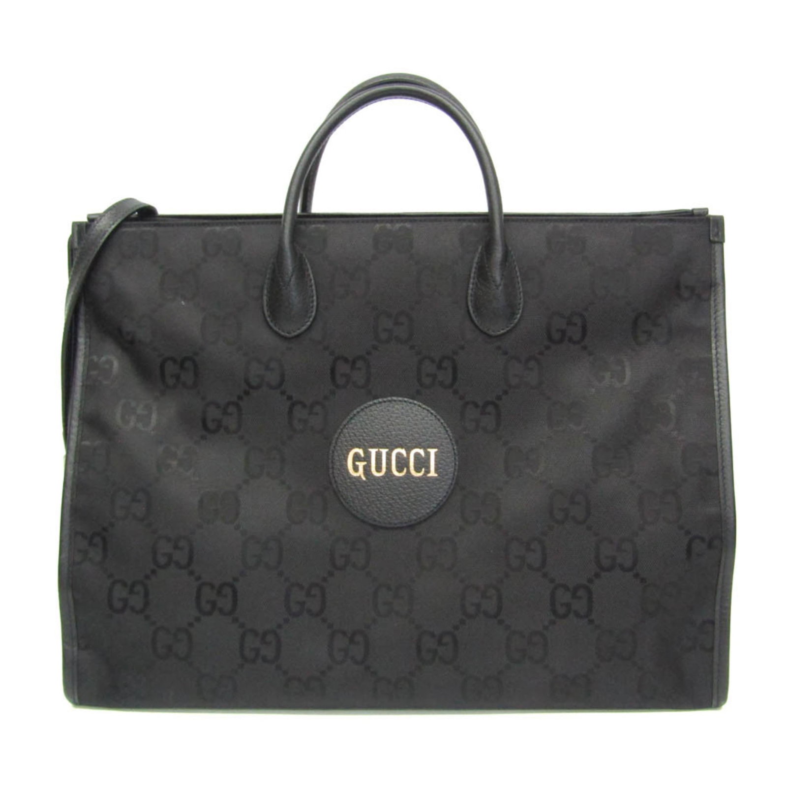 Nylon canvas leather shoulder bag handbag Gucci: Nylon canvas leather shoulder bag handbag Gucci Nylon canvas and leather combine in the iconic Gucci Off the Grid GG shoulder bag, featuring an open design with a zipper pocket for added convenience. 