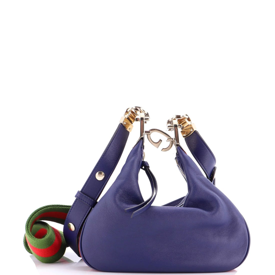 Gucci Attache Shoulder Bag Leather Small: Gucci Attache Shoulder Bag Leather Small Small Gucci Attache Shoulder Bag in Blue Faux Leather, featuring an extra strap for added versatility. With its classic cross-body design and gold-tone hardwar