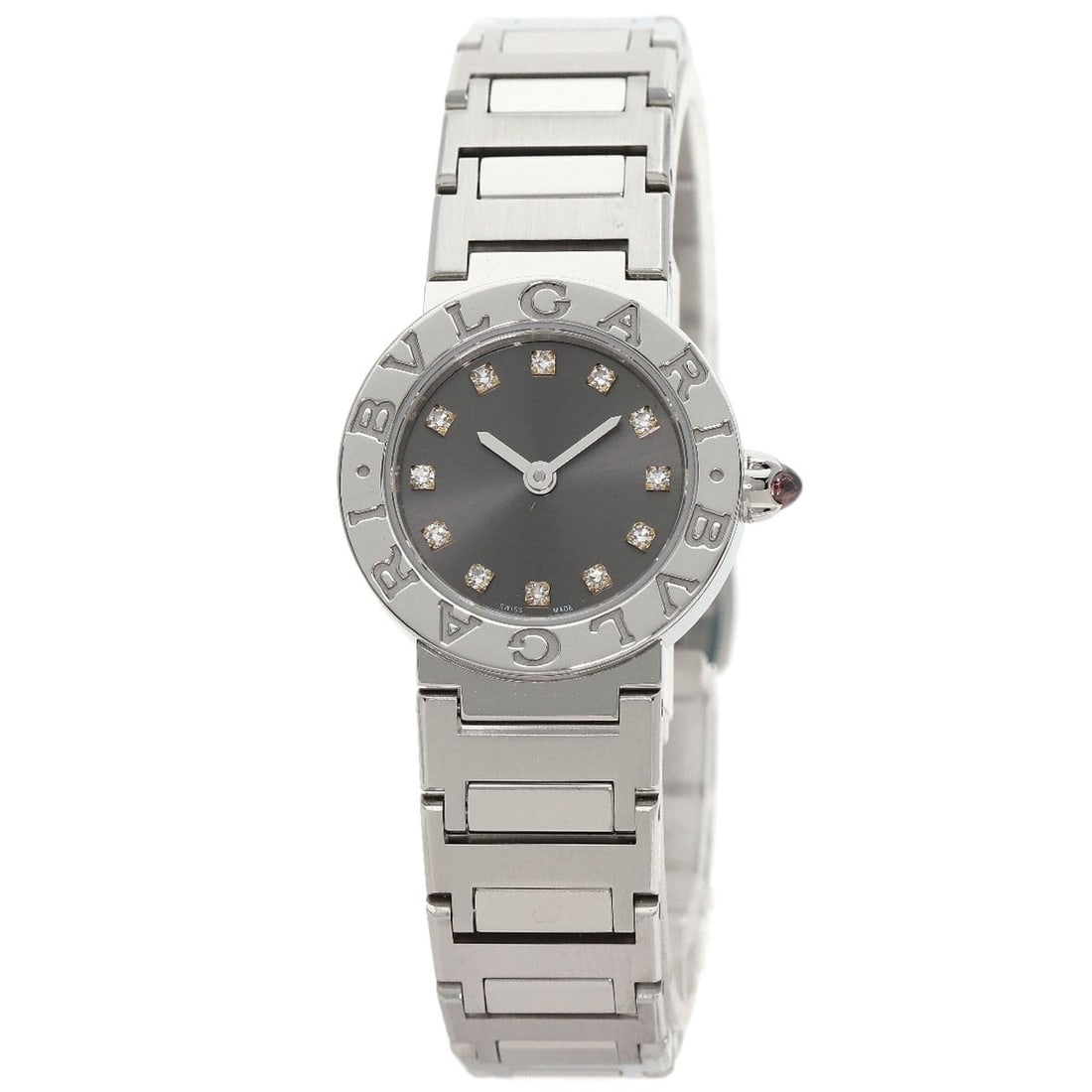 Bvlgari 12P Diamond Watches Bb23S Stainless Steel/ Stainless Watches: Bvlgari 12P Diamond Watches Bb23S Stainless Steel/ Stainless Watches Stainless steel case with a silver bezel and dial, this Bvlgari watch boasts a sleek and modern design. Featuring a quartz movement