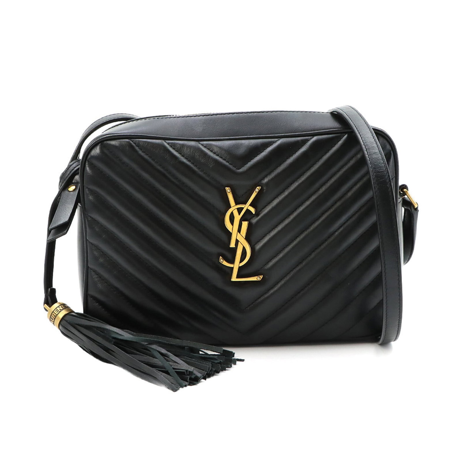 Laurent Saint Leather Handbag Shoulder: Laurent Saint Leather Handbag Shoulder The Laurent Saint Leather Handbag Shoulder boasts sleek, sophisticated design with its black leather exterior and gold hardware. Made from high-quality materials