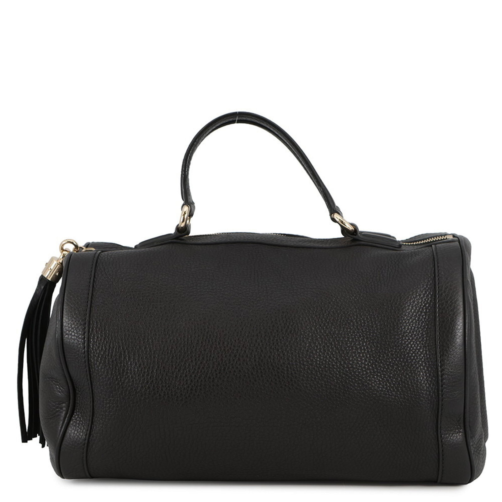 Boston Bag Leather Gucci: Boston Bag Leather Gucci Boston Bag Leather Gucci - A sleek and sophisticated black leather bag with champagne gold hardware, bearing the signature of its Italian craftsmanship. Measuring 20.5cm x
