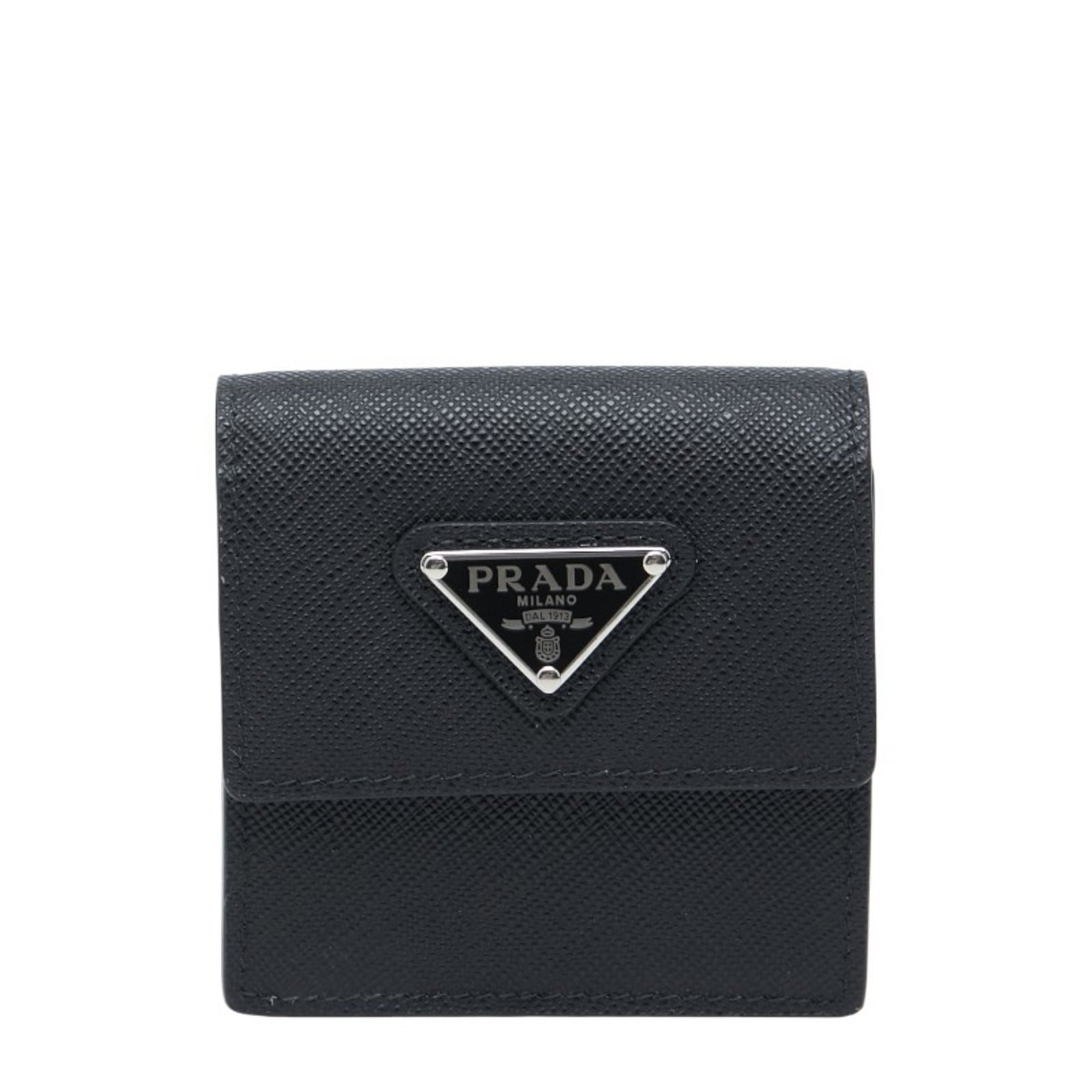 Small Leather Saffiano Black Pouch For Women Accessory Plate Logo Triangle Prada (1 of 8)