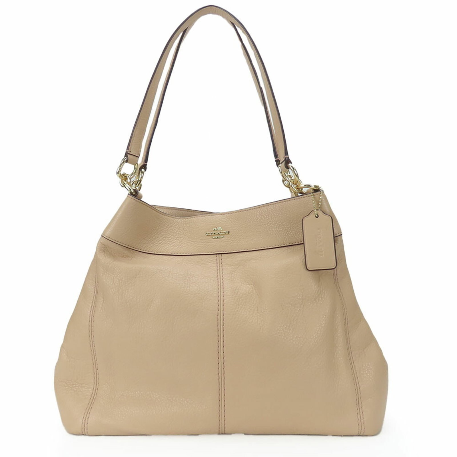 Leather tote bag by coach: Leather tote bag by coach Pink Beige Leather Tote Bag by Coach. Made from high-quality leather, this stylish tote bag measures 27cm x 37cm x 12cm and features a classic design. A great accessory for e