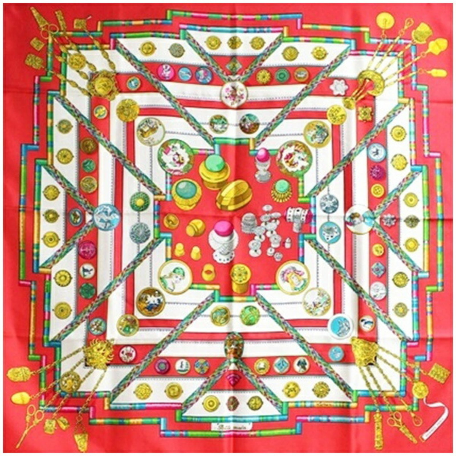 Hermes silk scarf: Hermes silk scarf Silk scarf from renowned French fashion house Hermes, featuring a striking red and white color combination. Made from high-quality silk, measuring 90cm x 90cm in size. A beautiful ac