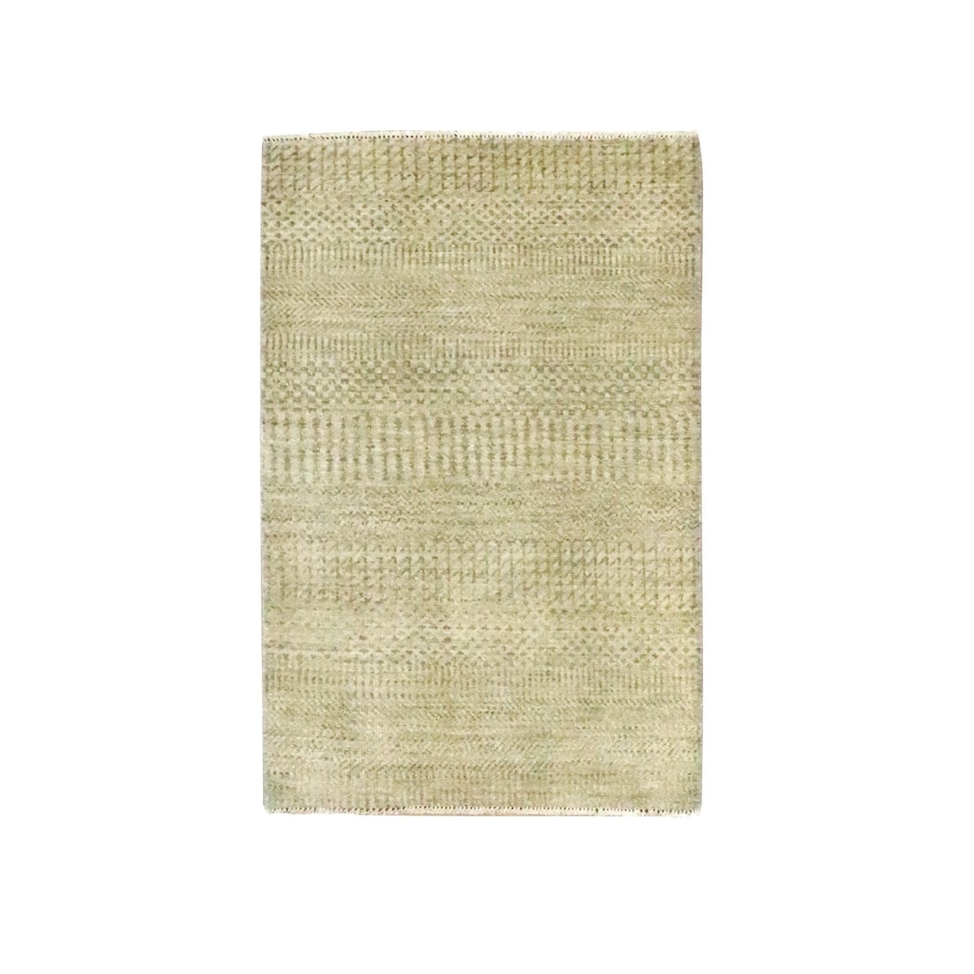 2'x3' Brown Modern Grass Design Hand Knotted Wool Mat Oriental Small Rug: 2'x3' Brown Modern Grass Design Hand Knotted Wool Mat Oriental Small Rug Hand-knotted with wool and silk, this modern brown grass design rug boasts a unique oriental pattern. Made from durable cotton 