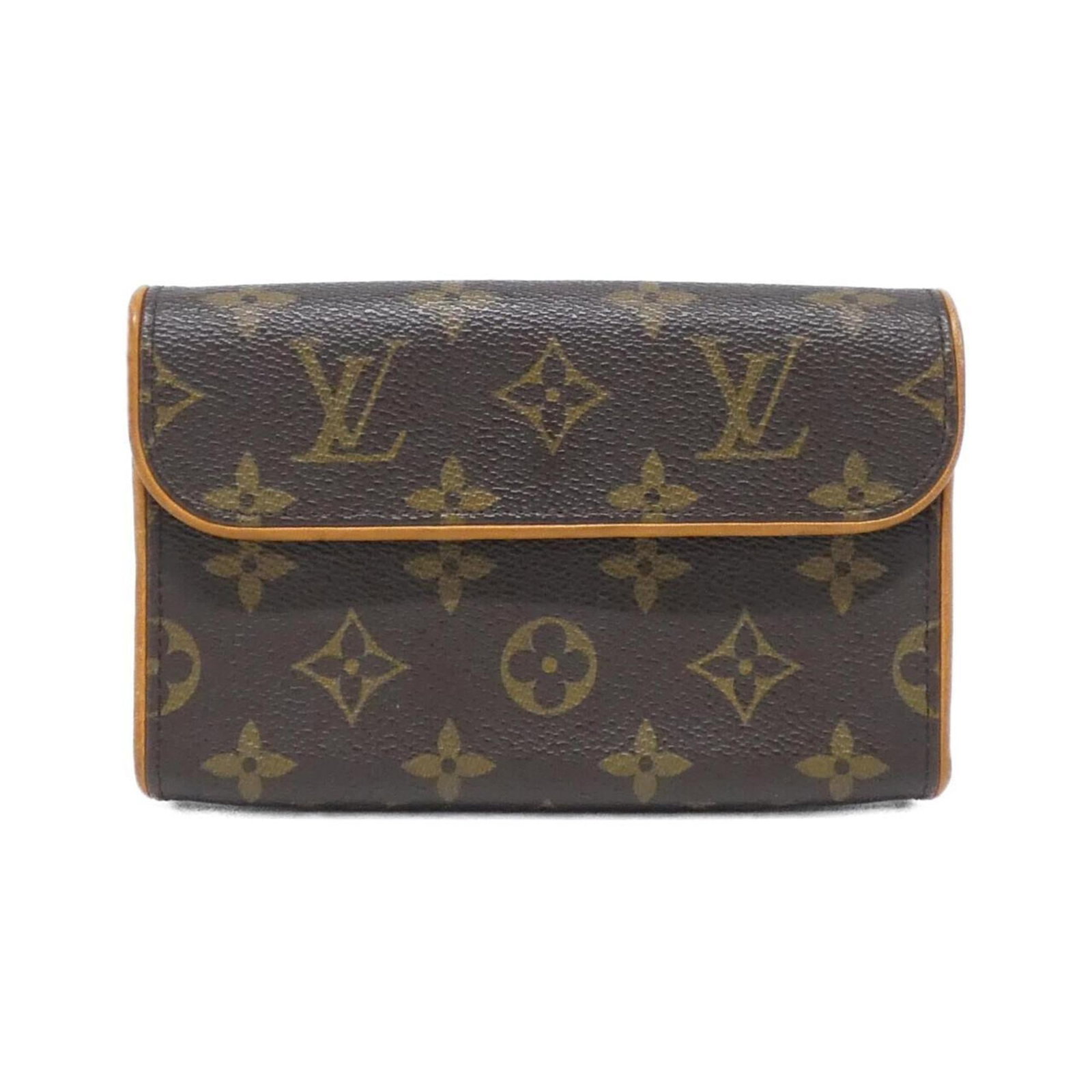 Coated canvas fanny pack pochette by Louis Vuitton: Coated canvas fanny pack pochette by Louis Vuitton Marron coated canvas fanny pack pochette with gold hardware, measuring 10cm x 16cm x 4cm. This stylish accessory features a classic design and