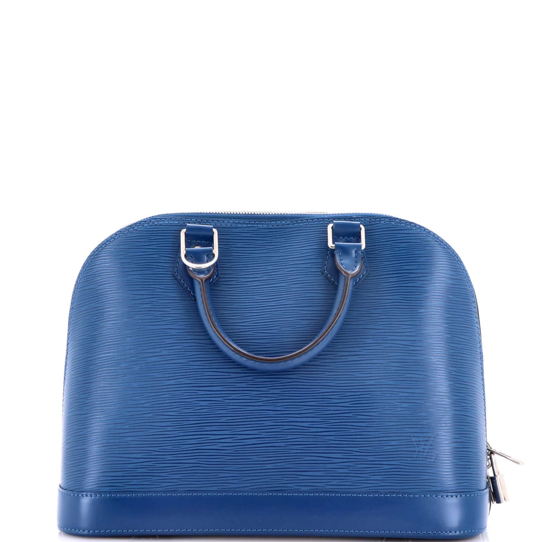 Handbag Epi Leather Louis Vuitton Alma: Handbag Epi Leather Louis Vuitton Alma Blue Epi Leather Louis Vuitton Alma Handbag with Top Handle, featuring a classic design and premium leather exterior. The interior boasts microfiber lining in ma