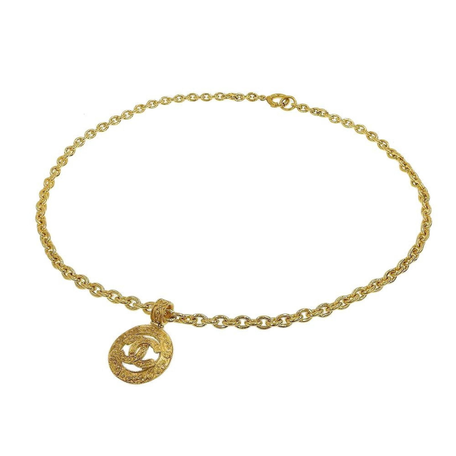 Chain Belt by Chanel: Chain Belt by Chanel Gold plated chain belt by Chanel, measuring 90cm in length with a slender width of 1cm. This vintage piece boasts a sleek and sophisticated design that remains iconic to the brand