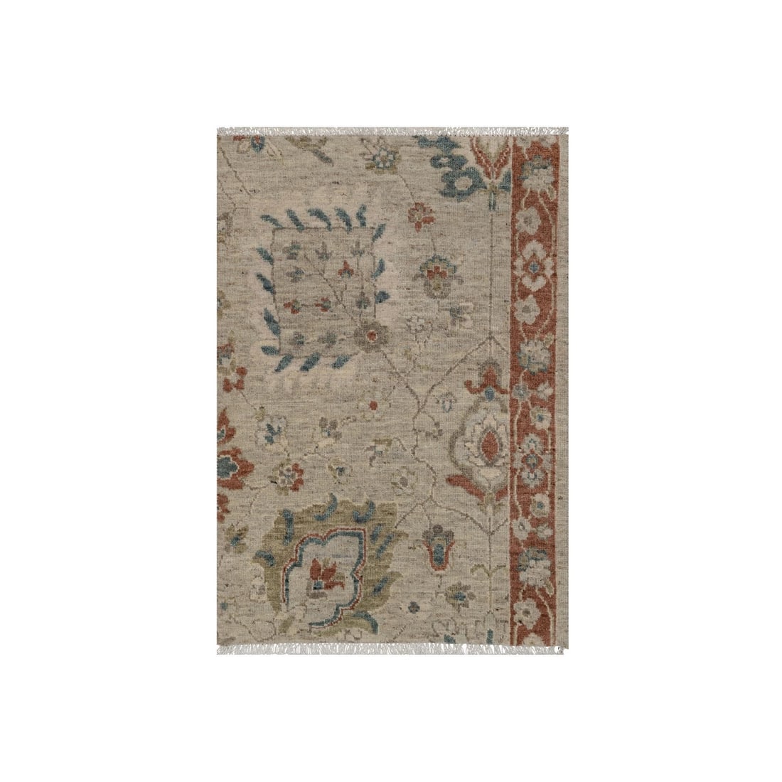 2'2"x3'1" Beige Broken Pattern Oushak Design Hand Knotted Wool Sample Rug (1 of 8)