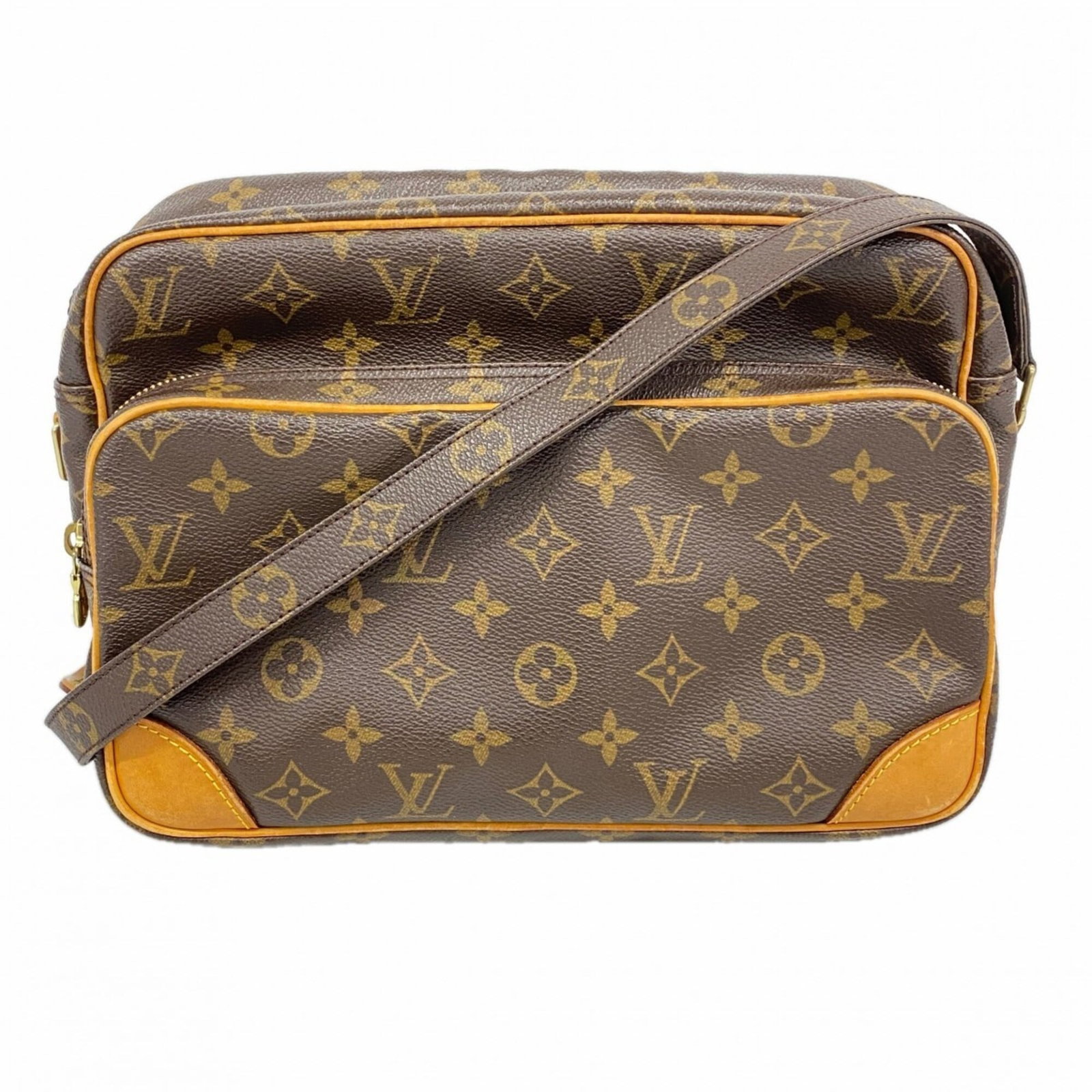Shoulder Bag By Louis Vuitton: Shoulder Bag By Louis Vuitton Brown Louis Vuitton shoulder bag with dimensions 20cm x 28cm x 12cm. This stylish bag features the iconic monogram pattern and a classic design that exudes timeless elega