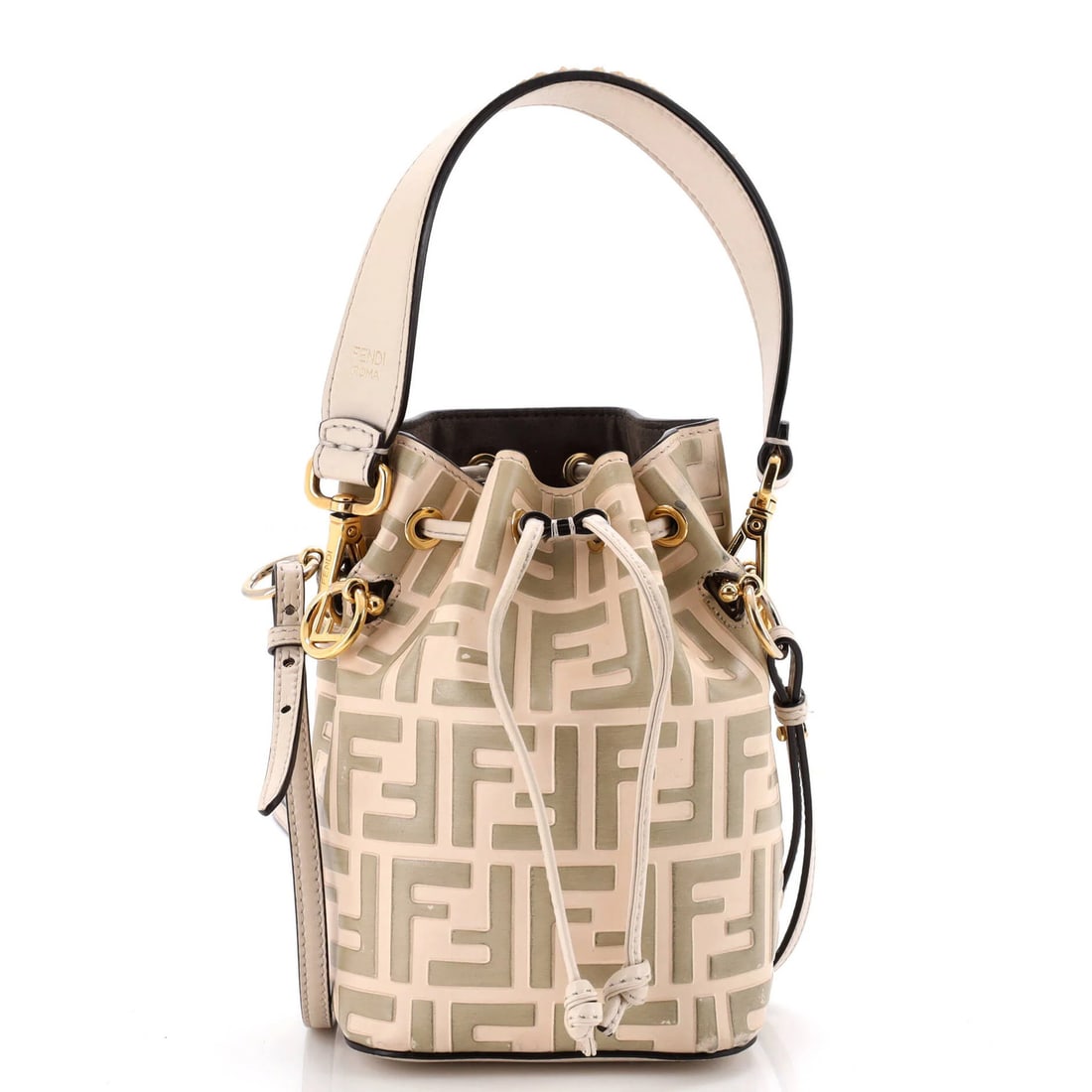 Zucca Fendi Embossed Leather Mini Mon Bucket Bag Tresor (1 of 6)