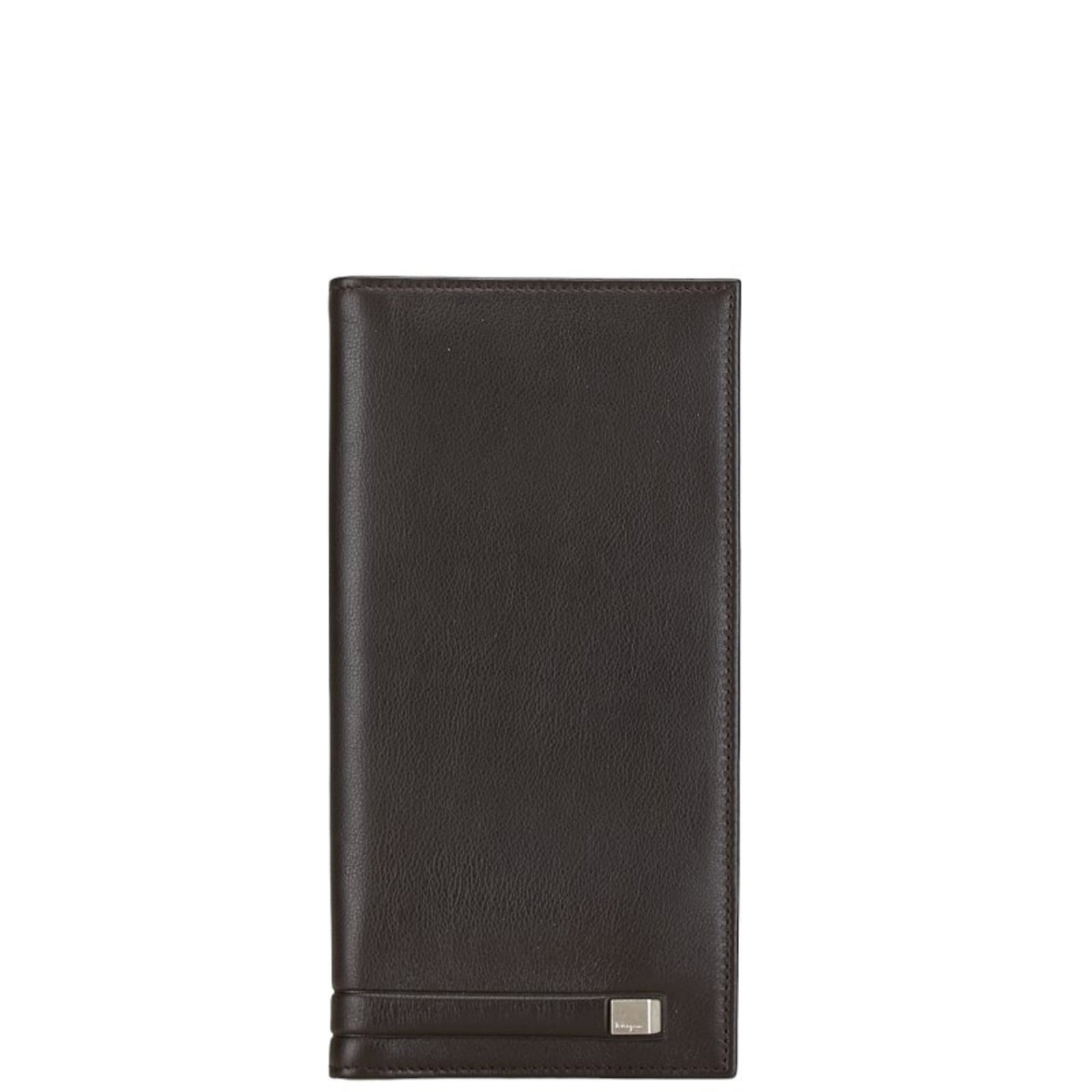 Salvatore Ferragamo Long Wallet (Bi-Fold) Leather: Salvatore Ferragamo Long Wallet (Bi-Fold) Leather The Salvatore Ferragamo Long Wallet (Bi-Fold) Leather is a classic, brown leather bi-fold wallet with a size of 19cm x 9.5cm x 1cm / 7.48'' x 3.74'' x
