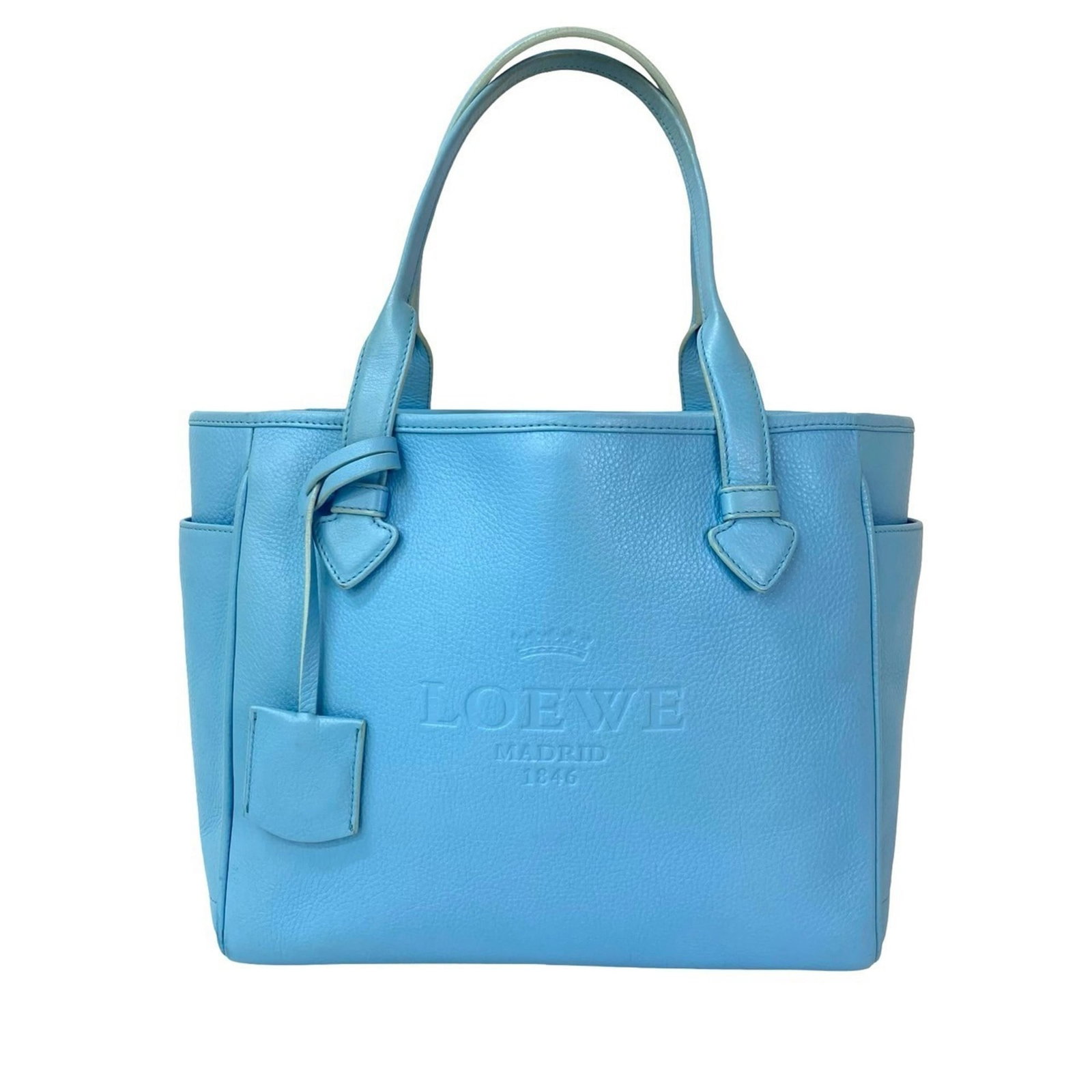 Loewe Handbag Shoulder Bag Tote Bag Leather: Loewe Handbag Shoulder Bag Tote Bag Leather Blue Loewe Leather Shoulder Bag Tote. This blue leather shoulder bag tote features a clochette, dust bag, and keyring for added convenience. With its classi