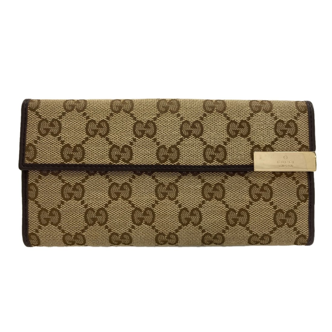 Gucci 257012 Tri-Fold Wallet Gg Long Wallet (With Coin Pocket) Canvas: Gucci 257012 Tri-Fold Wallet Gg Long Wallet (With Coin Pocket) Canvas Brown canvas Gucci long wallet with coin pocket, featuring tri-fold design. The wallet's exterior boasts a classic brown color, wh