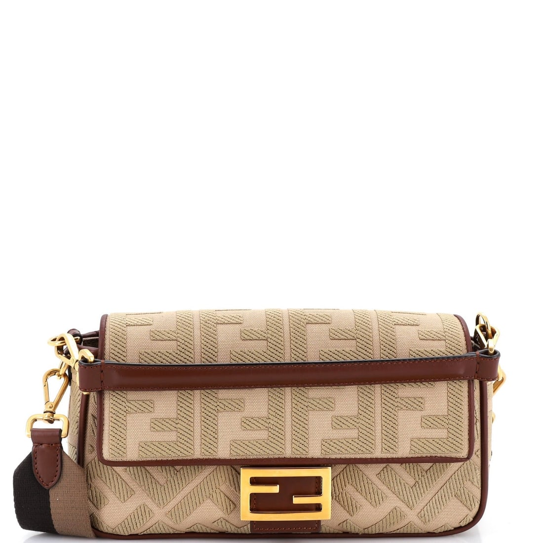 Baguette Fendi Canvas Embroidered Medium NM Zucca Bag: Baguette Fendi Canvas Embroidered Medium NM Zucca Bag Canvas Fendi Baguette Zucca Embroidered Medium Bag in Neutral Color. This medium-sized bag features plain canvas exterior, neutral interior, and a