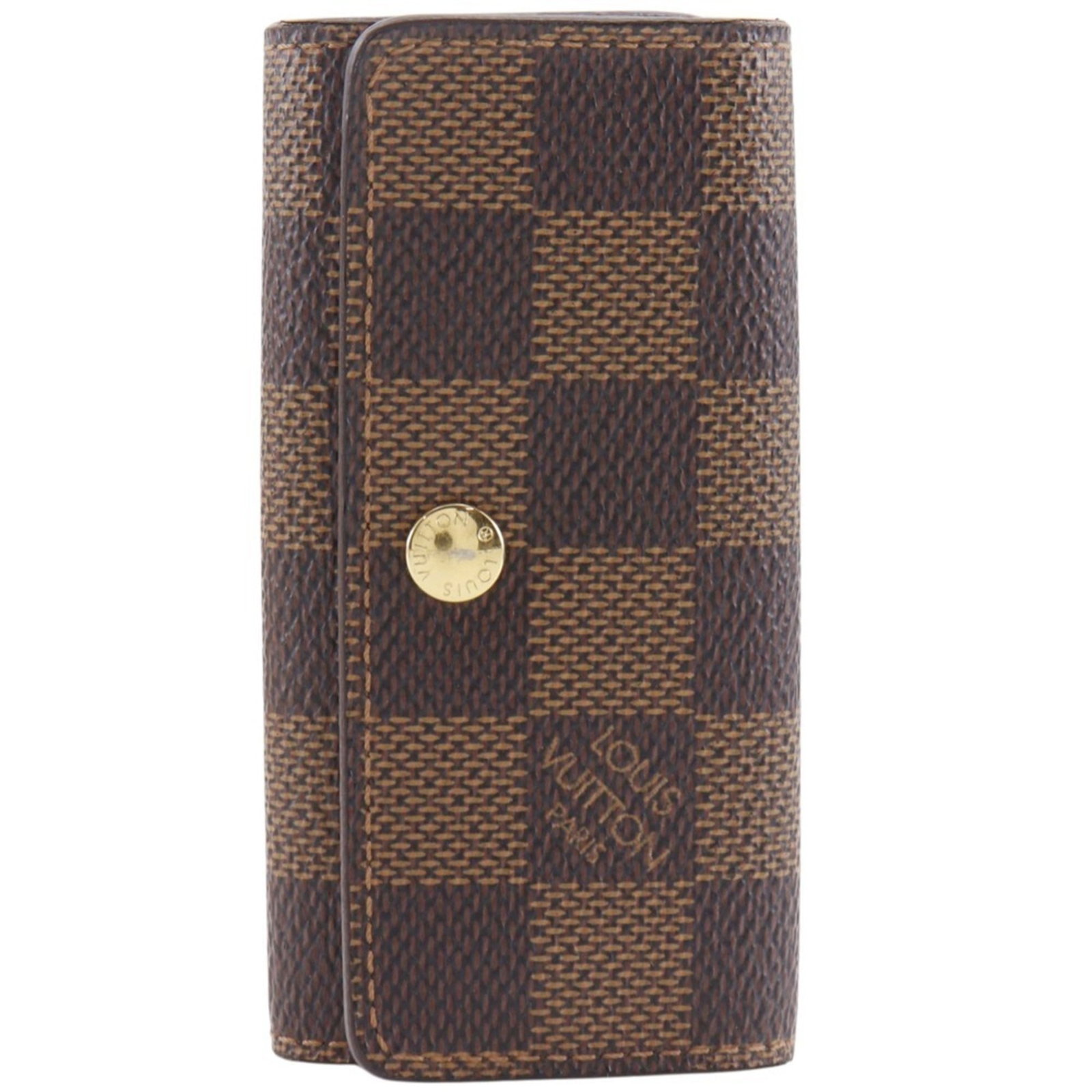 Damier canvas keycase by Louis Vuitton: Damier canvas keycase by Louis Vuitton Damier canvas keycase by Louis Vuitton, featuring the iconic Damier pattern in brown. This compact and stylish keycase measures 5.5cm x 10.5cm x 1.5cm and is mad