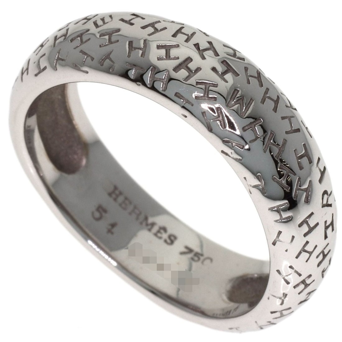 Hermes Touboo #54 Ring K18 White Gold: Hermes Touboo #54 Ring K18 White Gold K18 White Gold Ring #54 from Hermes features a sleek silver metal exterior, made with high-purity K18 gold for durability and elegance. This ring boasts a distinc