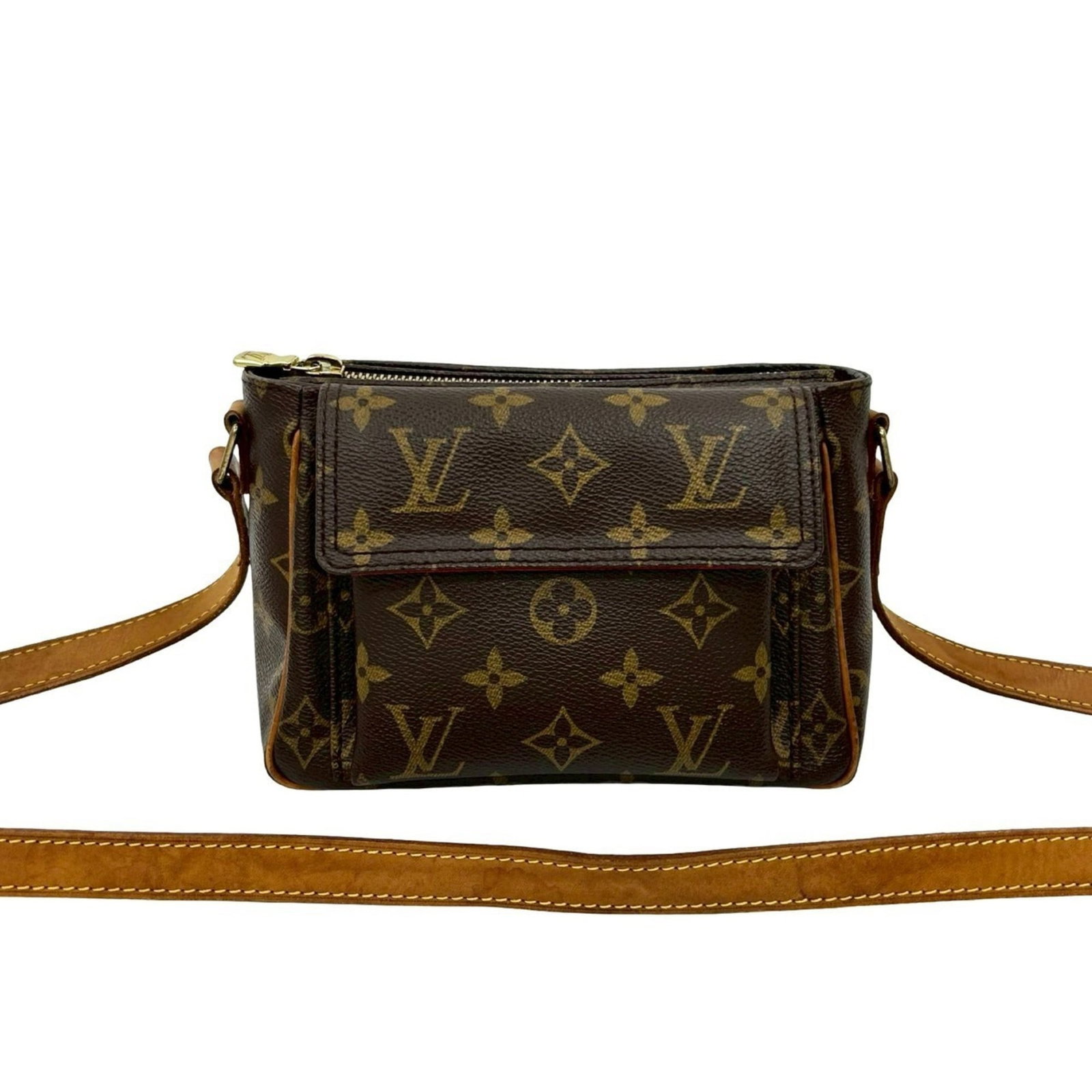Vuitton Leather Pvc Pochette Bag Shoulder: Vuitton Leather Pvc Pochette Bag Shoulder Brown Vuitton Leather Pvc Pochette Bag Shoulder, 13cm x 18cm x 8.5cm, features a unique combination of leather and PVC materials in its construction. This sty