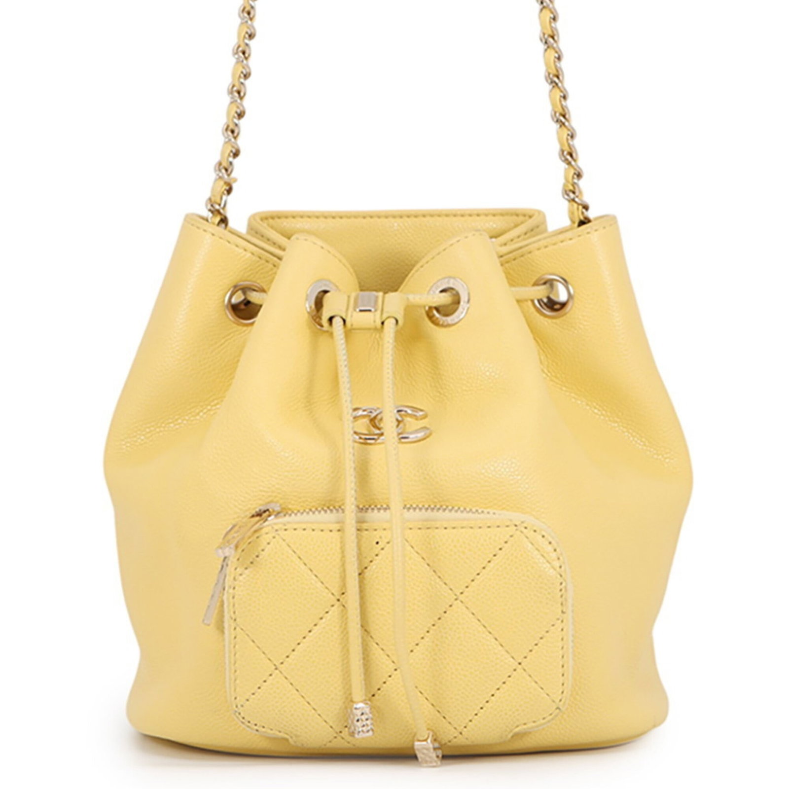 Chanel Handbag Shoulder Bag Grained Calfskin: Chanel Handbag Shoulder Bag Grained Calfskin Chanel's iconic shoulder bag features a timeless design with a luxurious feel, crafted from high-quality grained calfskin in champagne gold and yellow hues