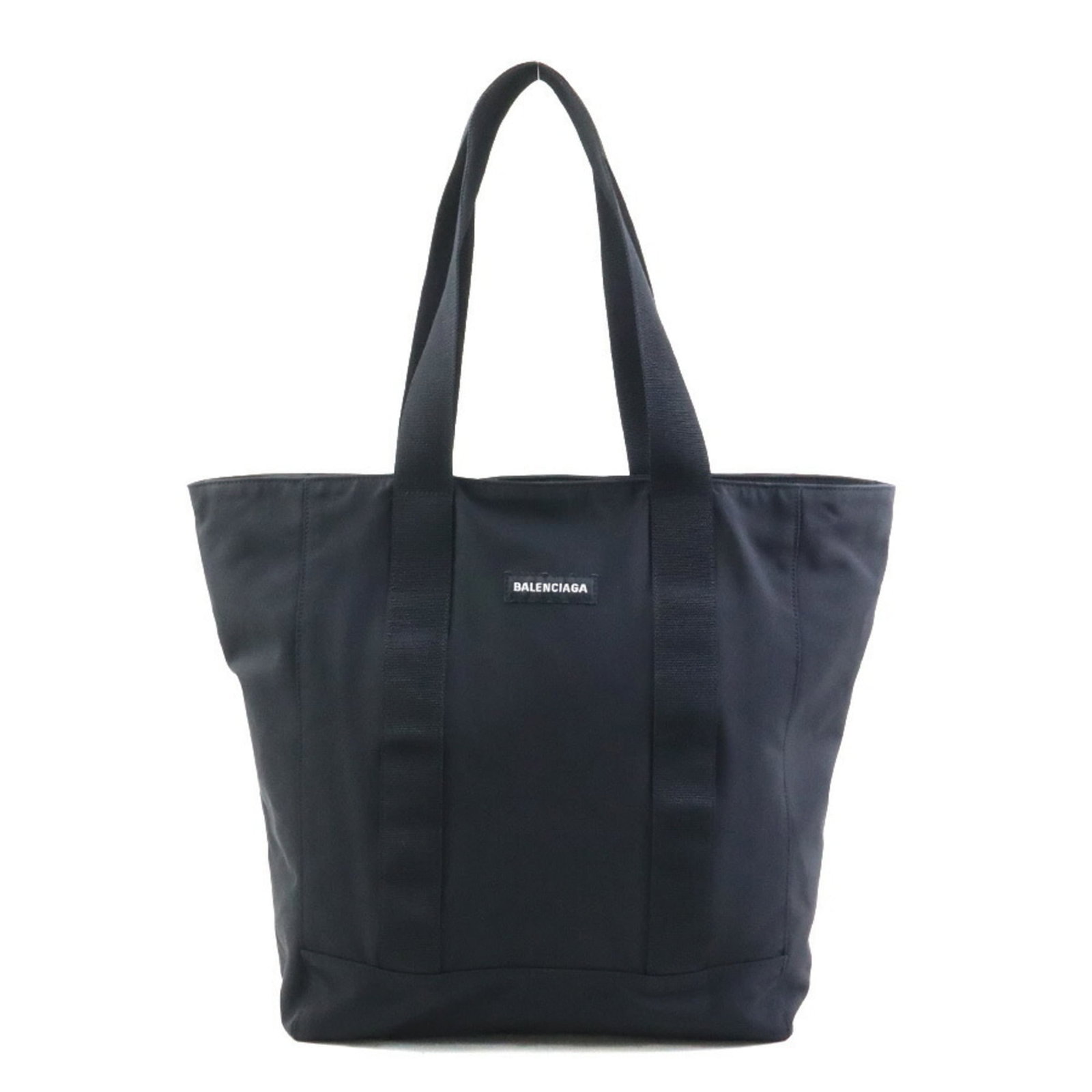 Nylon Balenciaga Shoulder Bag: Nylon Balenciaga Shoulder Bag Black Nylon Balenciaga Shoulder Bag, measuring 38cm x 32cm x 17cm. Made from high-quality nylon material, this stylish shoulder bag features a sleek design with clean lin