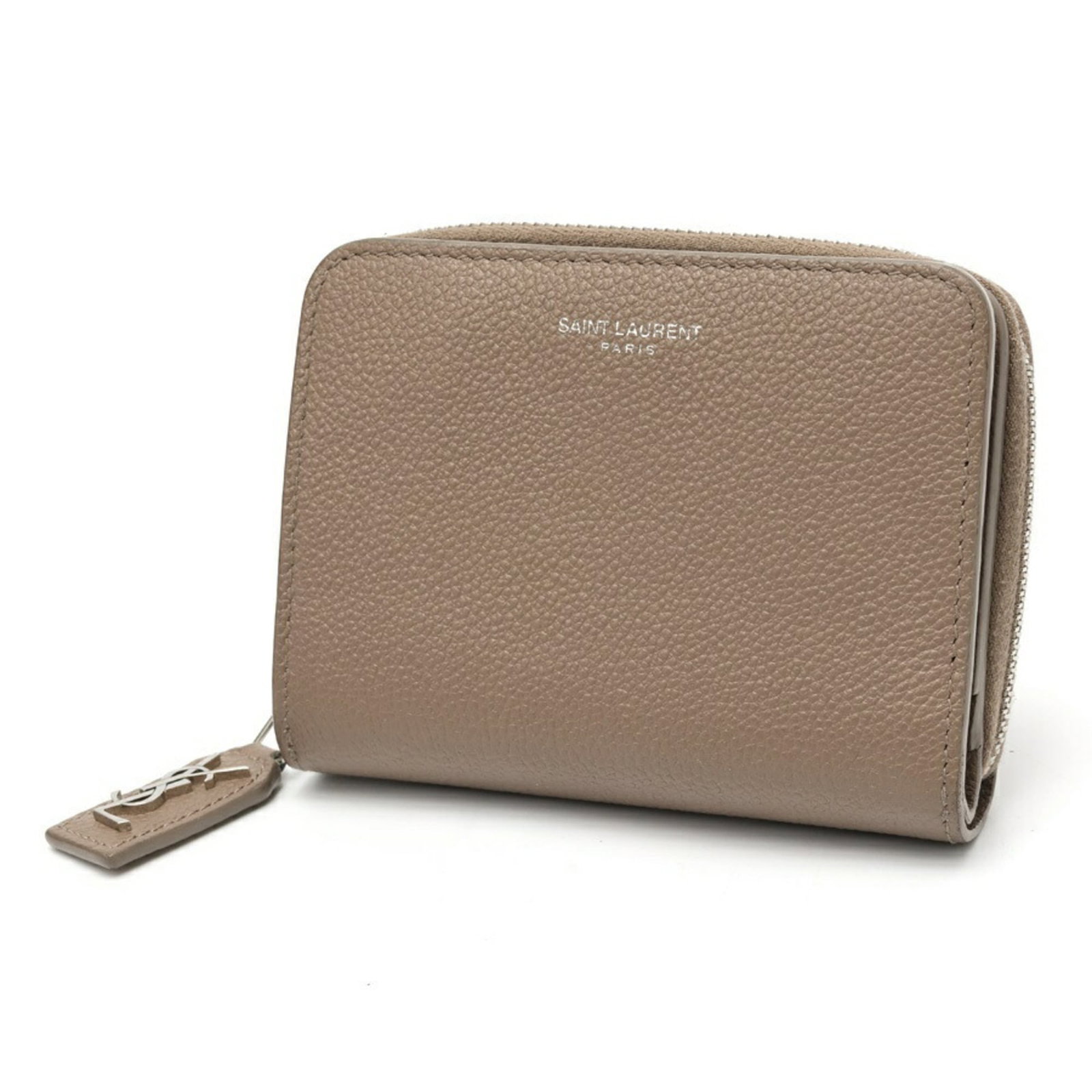 Laurent Saint Bi Fold Wallet Leather: Laurent Saint Bi Fold Wallet Leather High-quality grayish leather construction, the Saint Laurent bi-fold wallet features clean lines and classic design. Made from durable Italian leather, this stylis