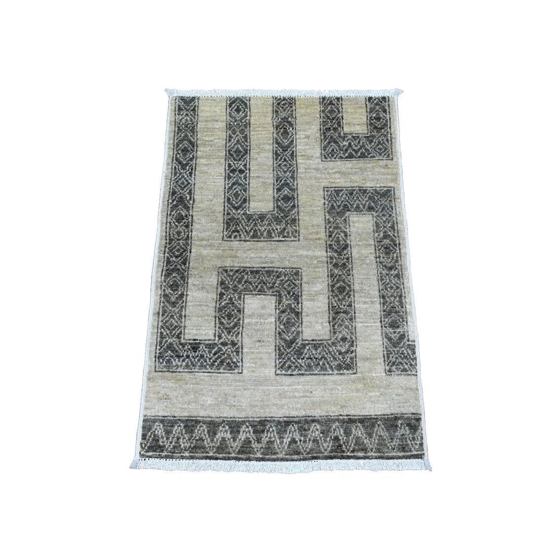 2'1"x3'1" Brown Moroccan Berber Influence Wool Hand Knotted Sample Rug (1 of 6)