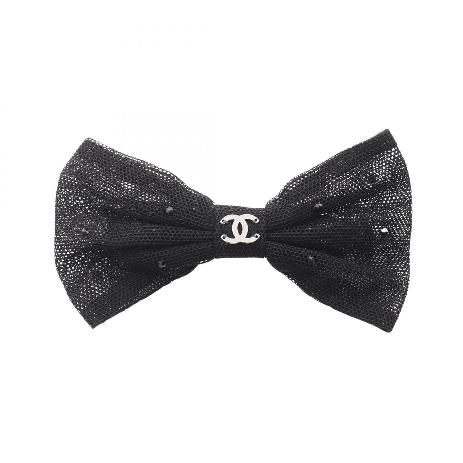 Barrette of Chanel: Barrette of Chanel Black rhinestone barrette from Chanel, measuring 11.5cm x 6.5cm in size, adds a touch of elegance to any hairstyle. The sleek design and high-quality materials make it a stylish acc