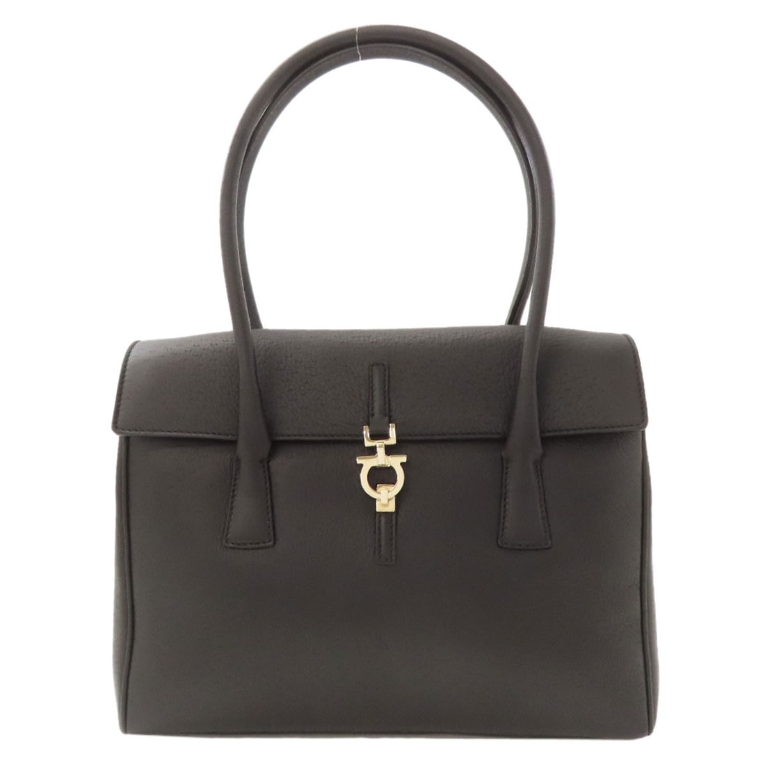 Calf Gancinihardware Salvatore Ferragamo Handbag: Calf Gancinihardware Salvatore Ferragamo Handbag Calf Gancini Salvatore Ferragamo Handbag in black exterior features the iconic brand's signature style and high-quality calf material. This classic