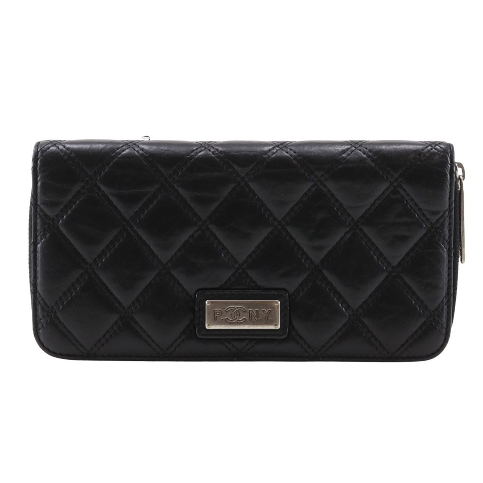 Long Wallet Leather Bi Fold Chanel: Long Wallet Leather Bi Fold Chanel Black lambskin long wallet with bi-fold design, measuring 10cm x 18.5cm x 2.5cm and weighing 170g, made from high-quality leather. This stylish accessory features a 