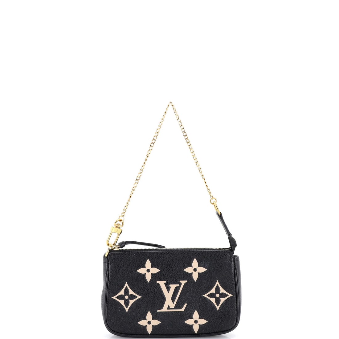 Louis Vuitton Giant Mini Monogram Bicolor Accessoires Empreinte Pochette: Louis Vuitton Giant Mini Monogram Bicolor Accessoires Empreinte Pochette Black Giant Mini Monogram Bicolor Empreinte Pochette with gold hardware, featuring a classic Louis Vuitton design. Made from hi