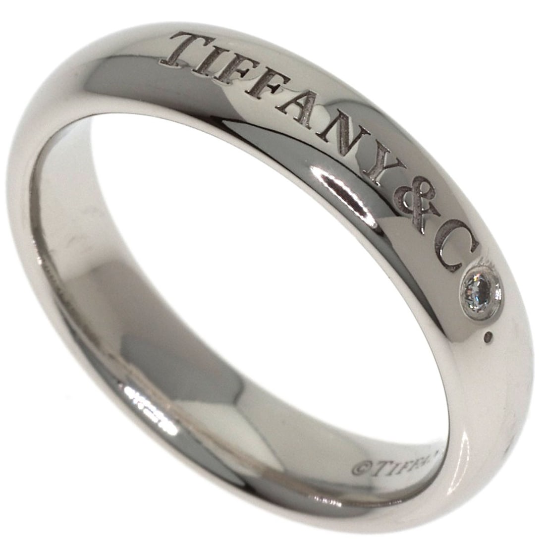 Tiffany&Co. Band Ring 1P Diamond Ring Platinum Pt950: Tiffany&Co. Band Ring 1P Diamond Ring Platinum Pt950 Platinum Pt950 Tiffany&Co. Band Ring 1P Diamond Ring features a sleek silver metal design with a high-purity platinum construction, showcasing a be