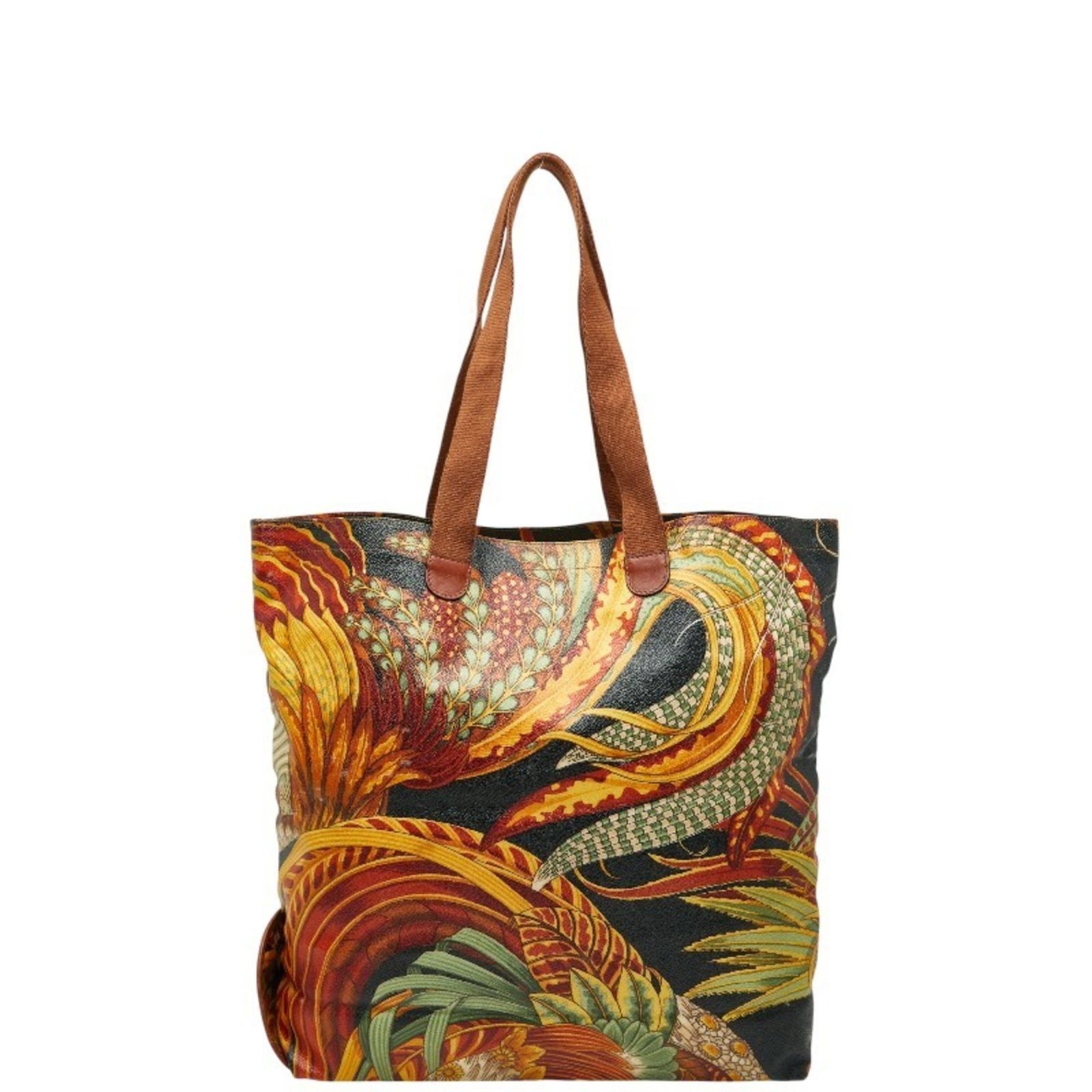 PVC Leather Tote Bag by Salvatore Ferragamo: PVC Leather Tote Bag by Salvatore Ferragamo PVC Leather Tote Bag by Salvatore Ferragamo boasts a unique blend of materials, featuring PVC and leather in a multi-color design. Measuring 37.5cm x