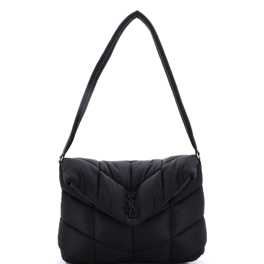 Saint Laurent Quilted Econyl Puffer Loulou Messenger Bag: Saint Laurent Quilted Econyl Puffer Loulou Messenger Bag The Saint Laurent Quilted Econyl Puffer Loulou Messenger Bag boasts a sleek black exterior made from durable Nylon, featuring a quilted design