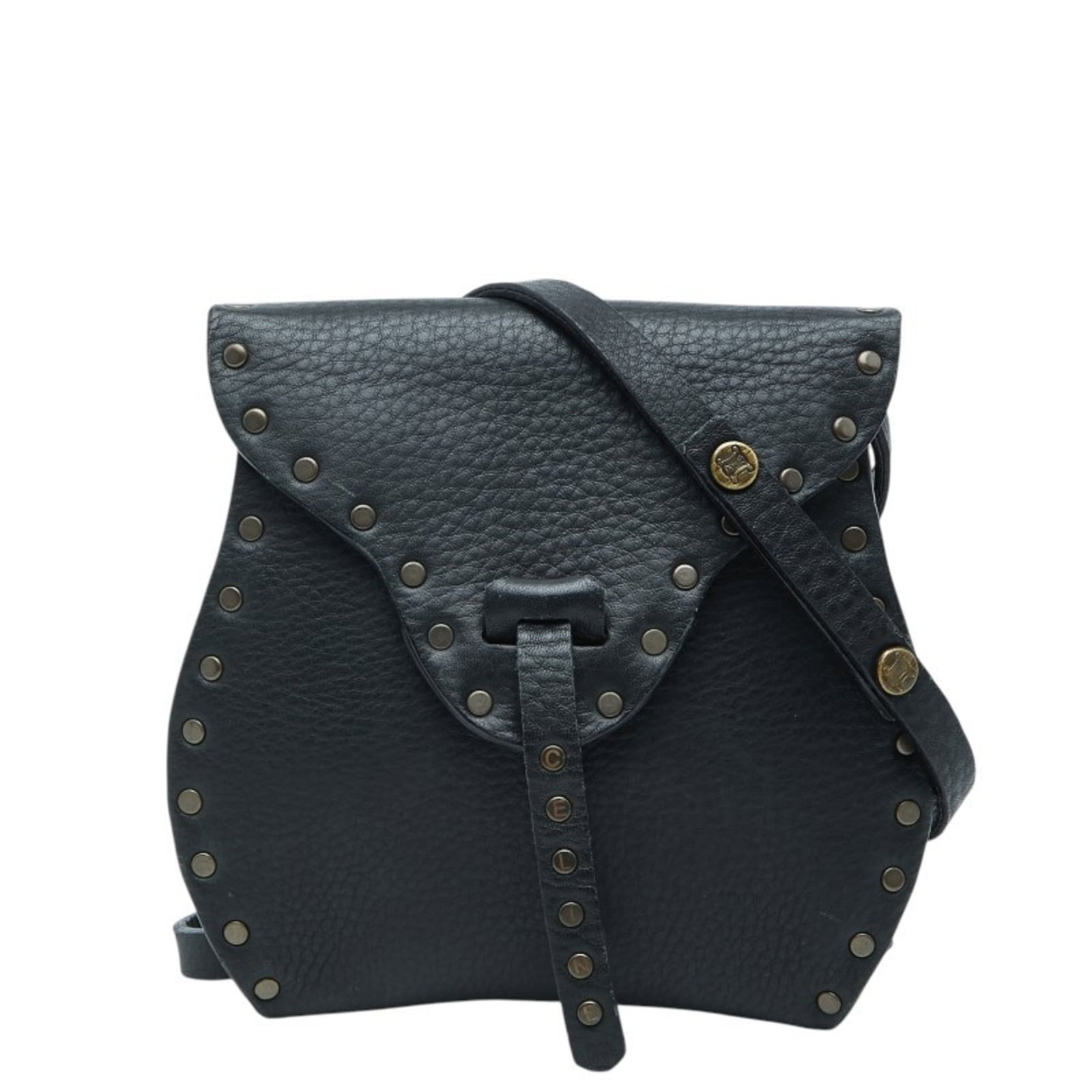 Shoulder bag leather Celine pochette: Shoulder bag leather Celine pochette Black leather Celine pochette with clean lines and classic design. Made from high-quality leather, this shoulder bag measures 14.5cm x 11.5cm x 1.5cm and features 