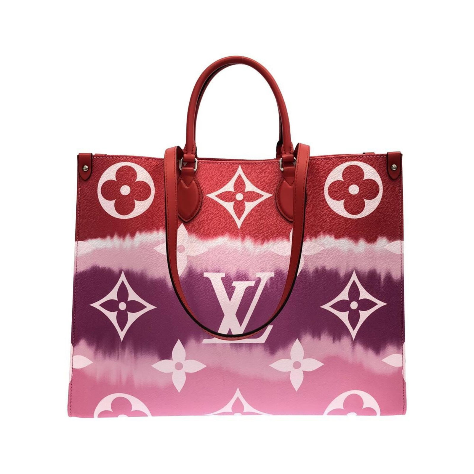 Coated canvas handbag louis vuitton: Coated canvas handbag louis vuitton Coated canvas Louis Vuitton handbag in Rouge, featuring silver hardware and classic design. Measuring 32cm x 41cm x 15cm, it's a stylish accessory for everyday use.