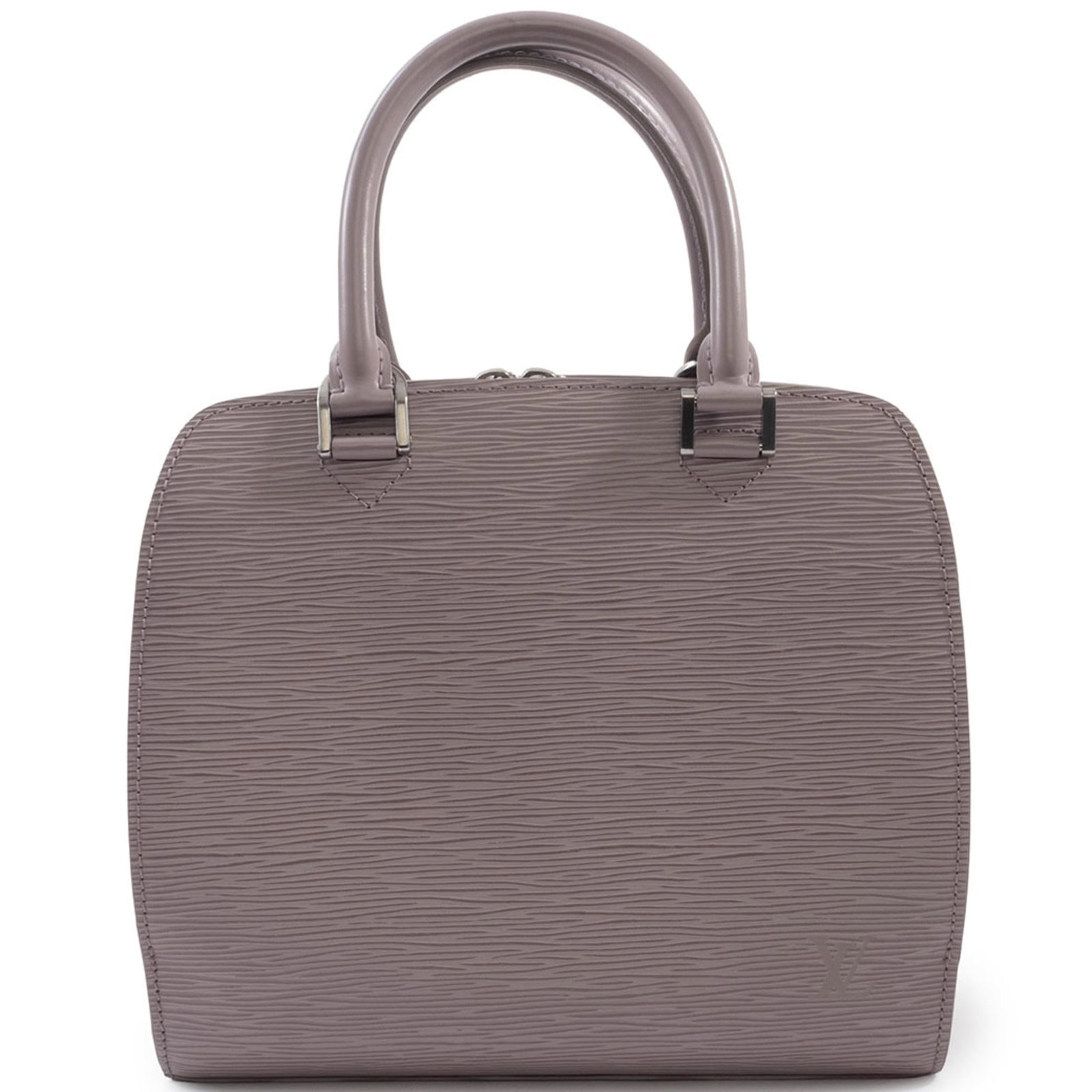 Vuitton Louis Epi Leather Handbag: Vuitton Louis Epi Leather Handbag The Louis Vuitton Epi leather handbag boasts its signature lilac color and classic design, showcasing the iconic brand's attention to detail. Made from high-quality E
