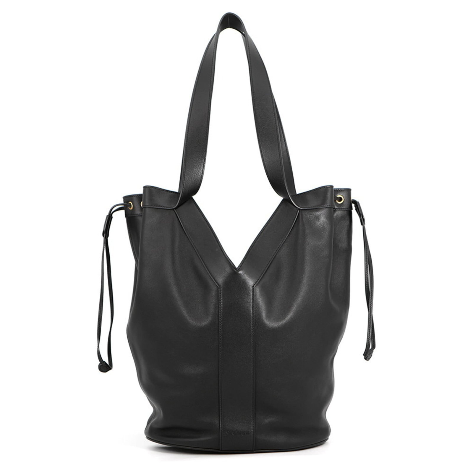 Saint Laurent Yves Handbag Leather Tote: Saint Laurent Yves Handbag Leather Tote Black leather tote bag from Yves Saint Laurent, measuring 25cm x 35cm x 14.5cm, bearing the brand's signature style with Italian craftsmanship. This sleek and s