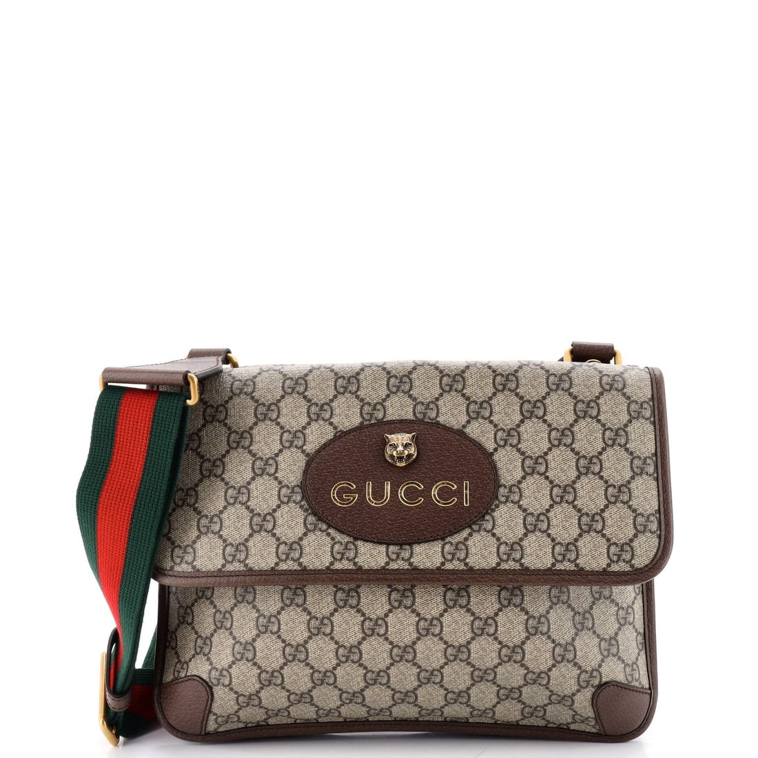 Gucci Neo Vintage Flap Messenger GG Coated Canvas Medium: Gucci Neo Vintage Flap Messenger GG Coated Canvas Medium The Gucci Neo Vintage Flap Messenger GG Coated Canvas Medium boasts a timeless design with a classic cross body style. Its brown canvas exterio